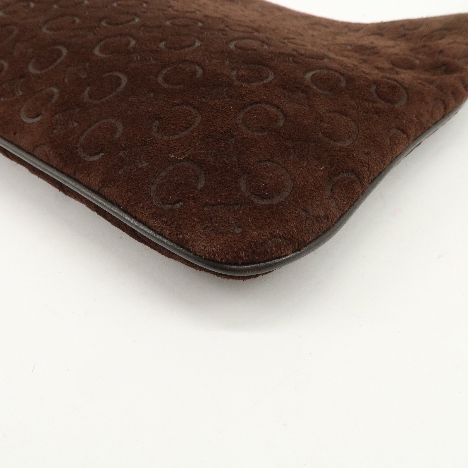CELINE C Macadam Suede Leather Shoulder Bag Brown