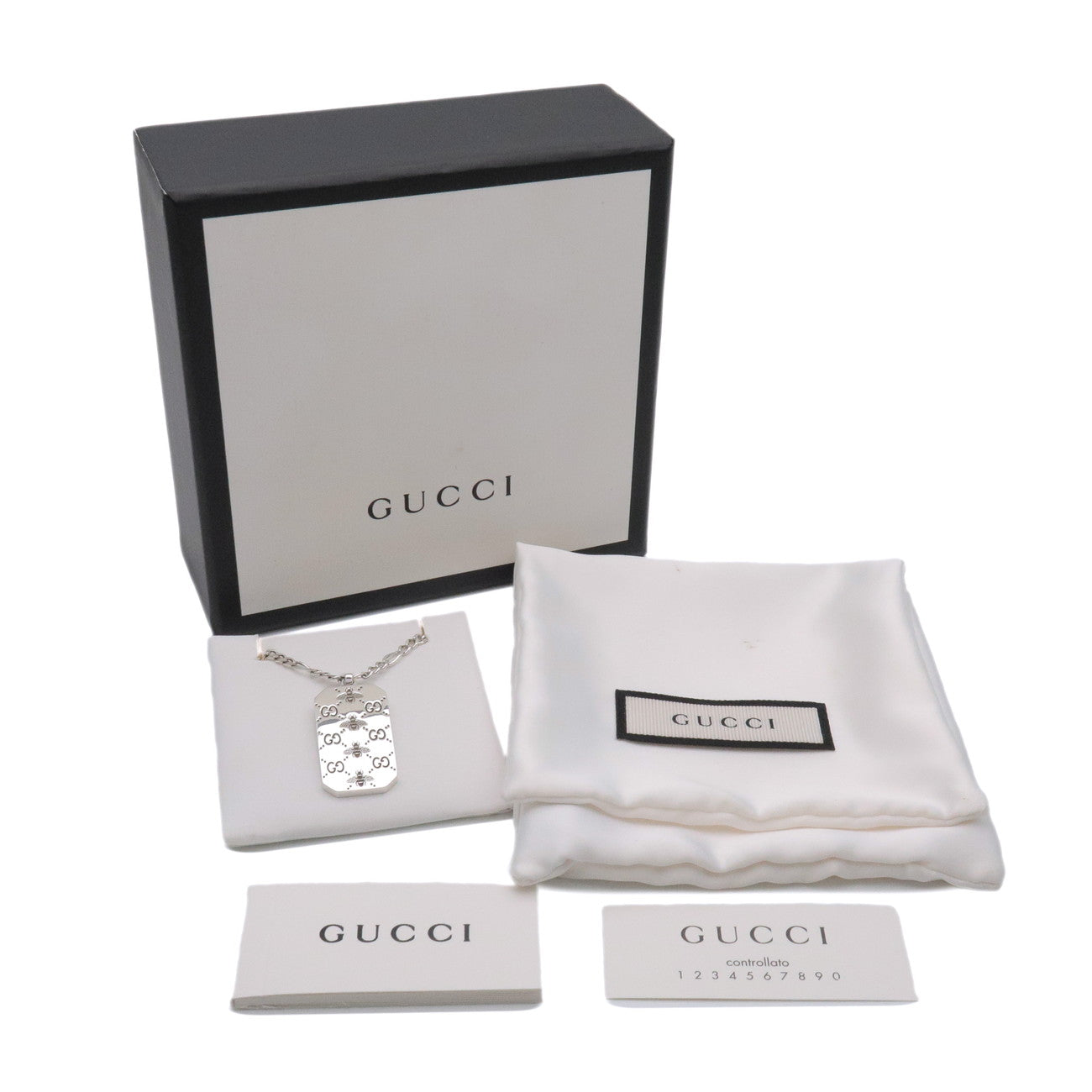 GUCCI GG & Bee Necklace SV925 Silver