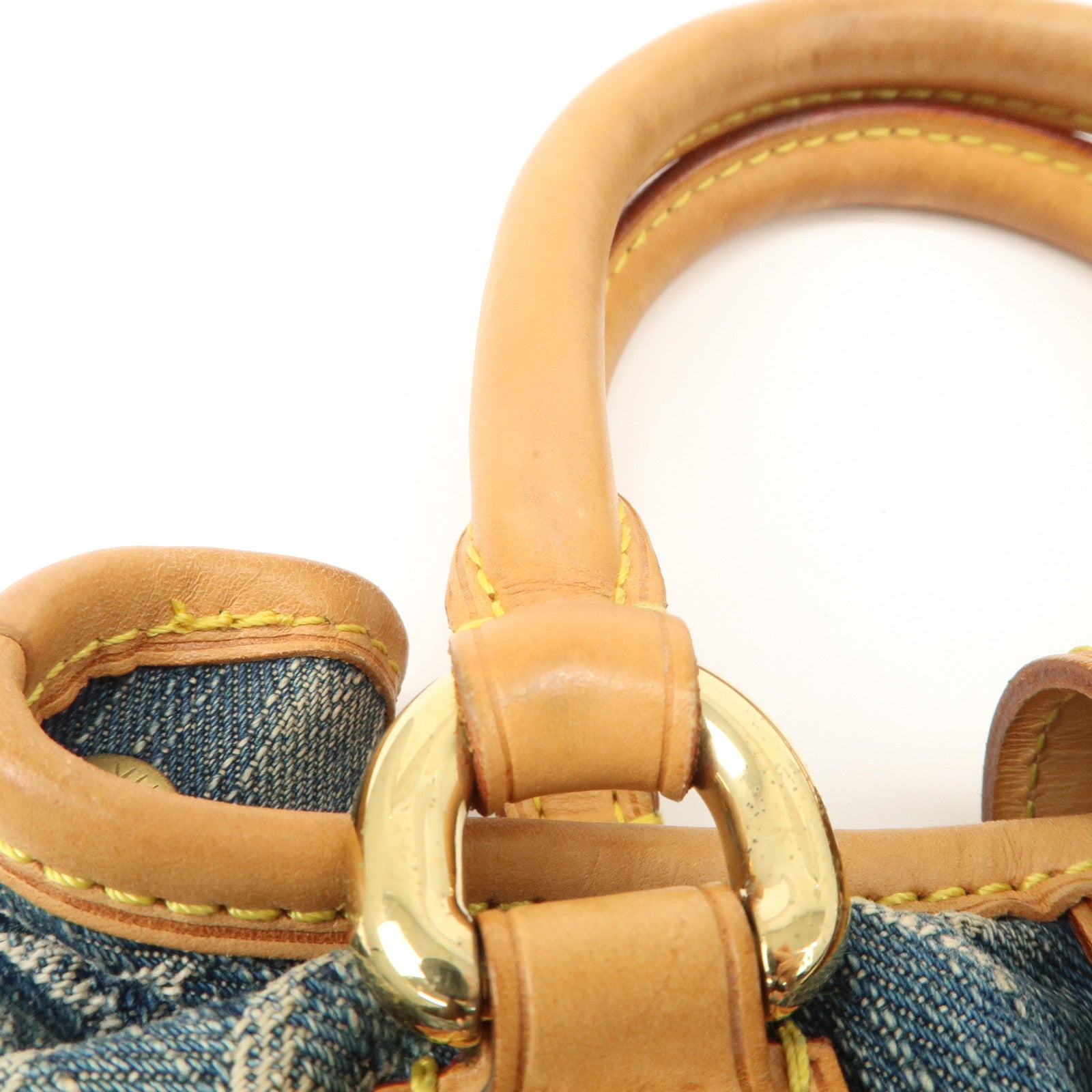 Louis Vuitton Monogram Denim Pleaty Hand Bag Blue M95020 Used