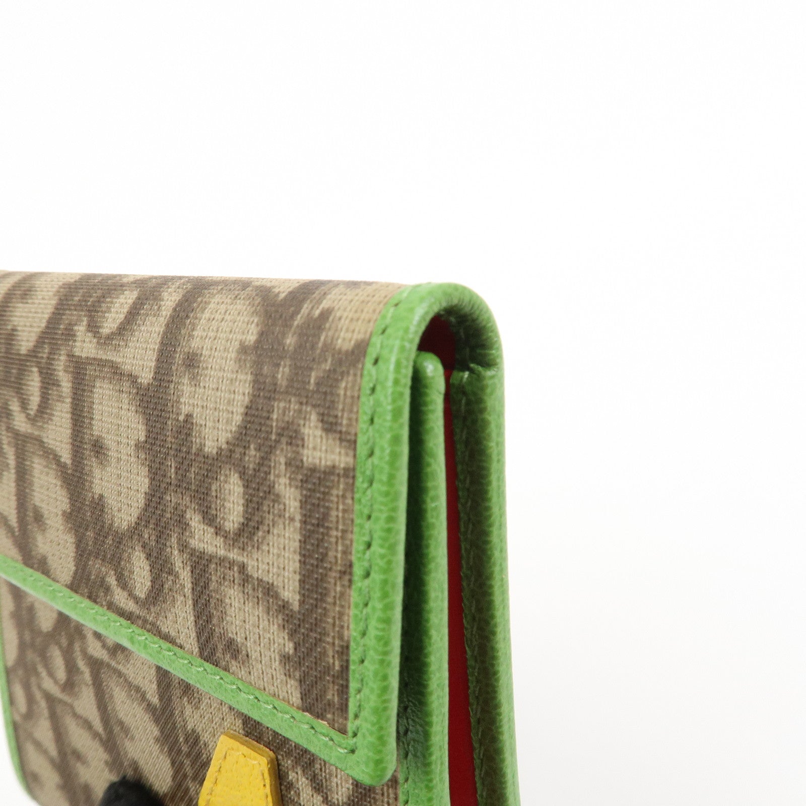 Christian Dior Rasta Trotter PVC Leather Compact Wallet Brown Green