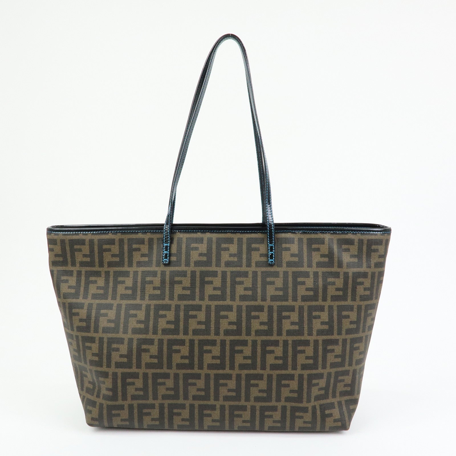 FENDI Zucca PVC Patent Leather Tote Bag Shoulder Bag Brown 8BH185