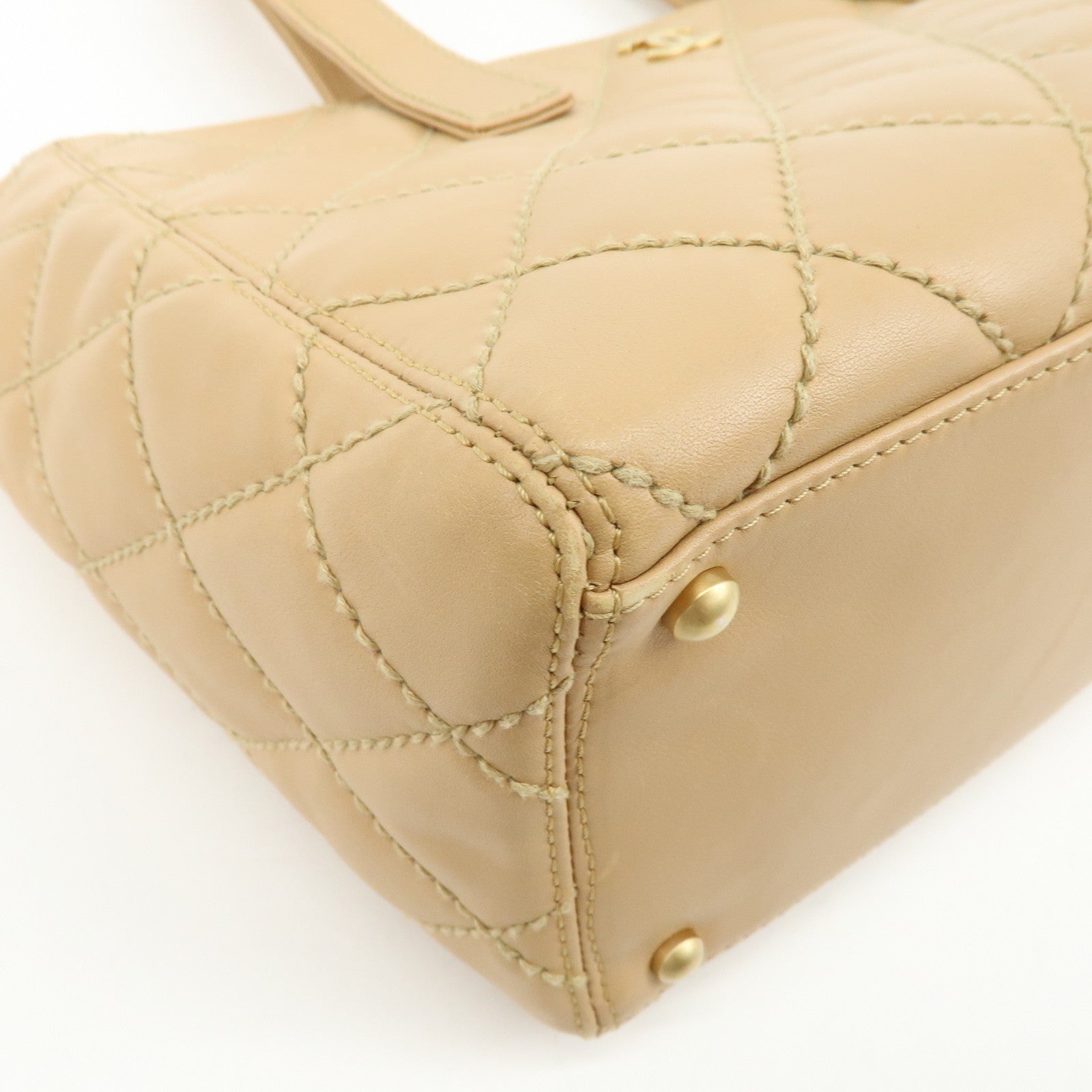 CHANEL COCO Mark Wild Stich Calf Leather Tote Bag Beige A20999