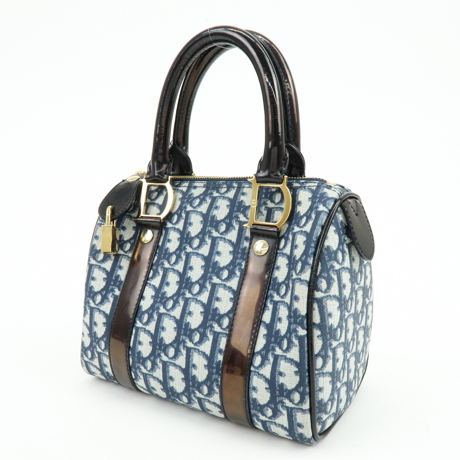 Christian Dior Trotter PVC Canvas Patent Leather Mini Boston Bag