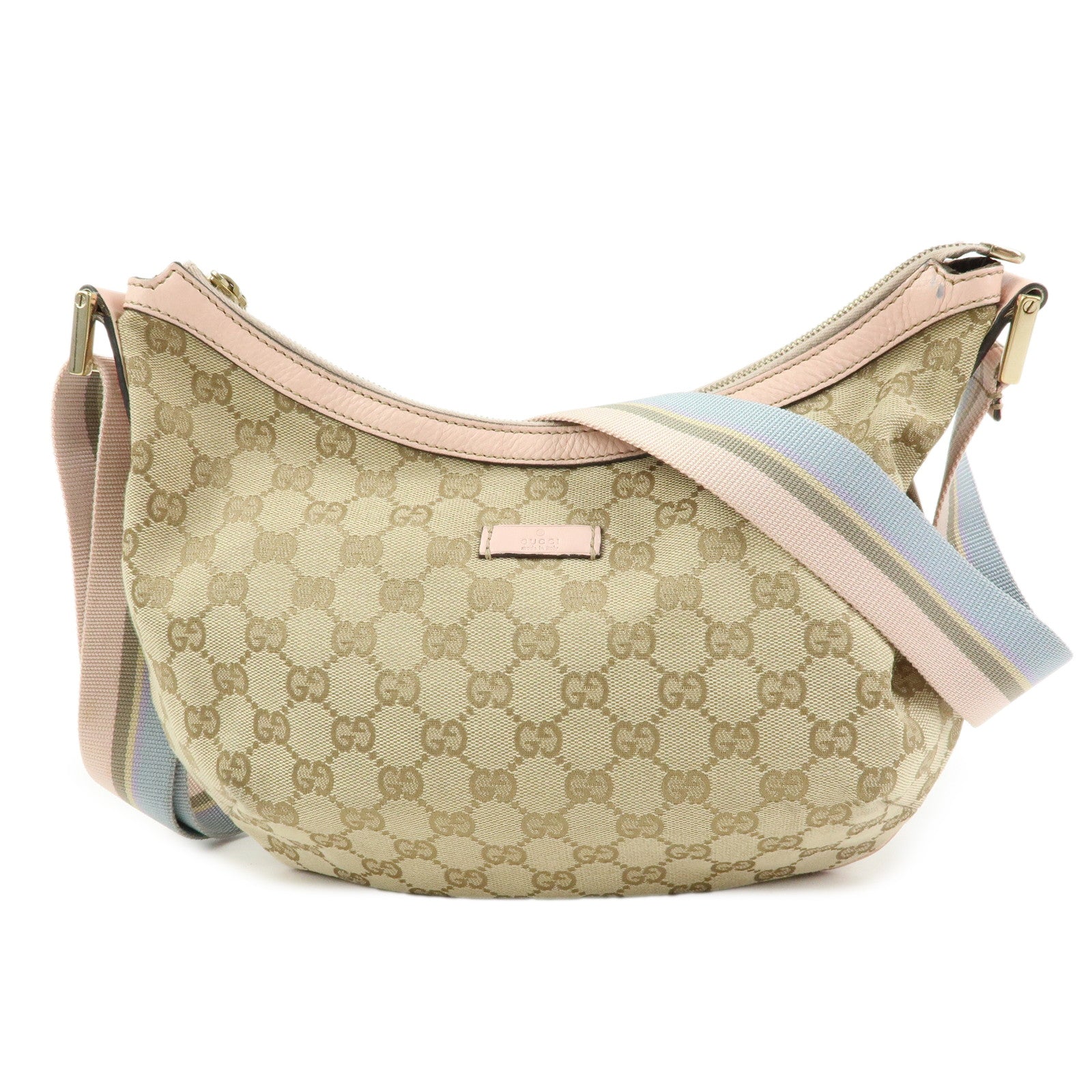 GUCCI Sherry GG Canvas Leather Shoulder Crossbody Bag Beige 181092 Auth Used F/S