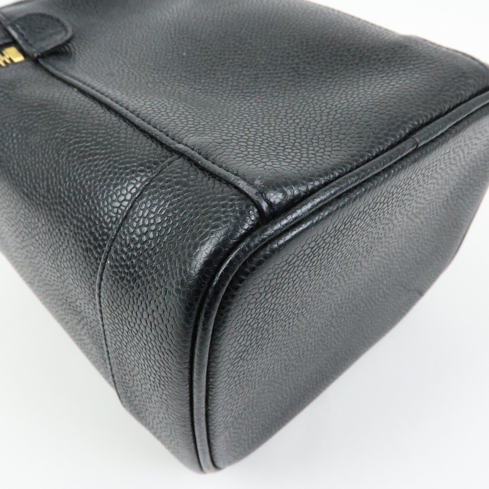 CHANEL COCO Mark Caviarskin Vanity Bag Hand Bag Black A01998