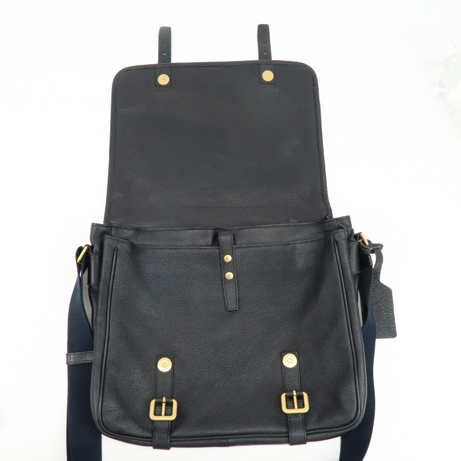 PRADA Logo Leather Shoulder Bag Crossbody Bag Black VA0638