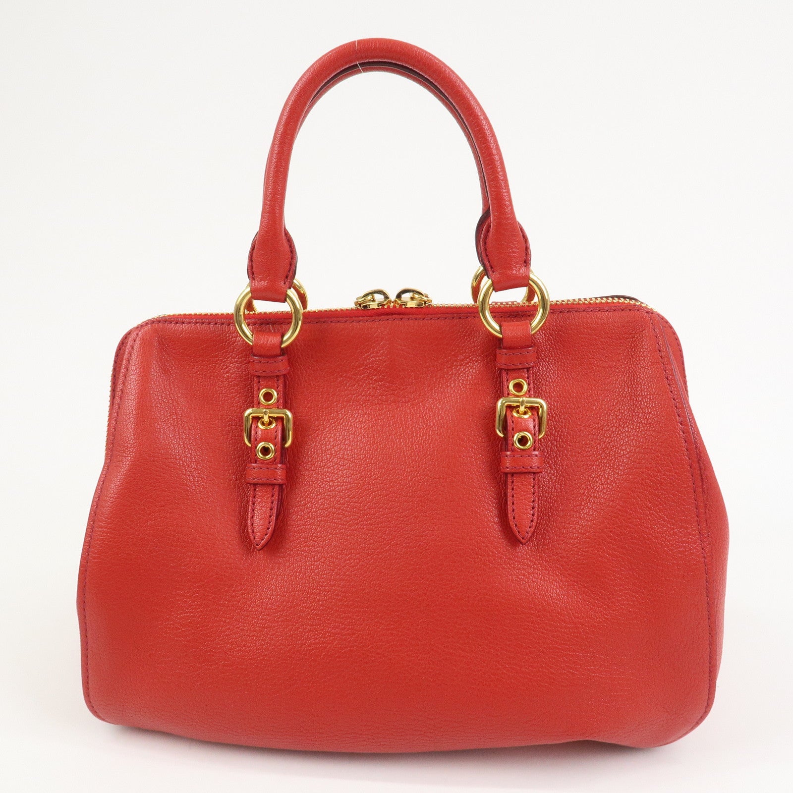 MIU MIU Logo Leather 2Way Bag Hand Bag Shoulder Bag Red RL0060