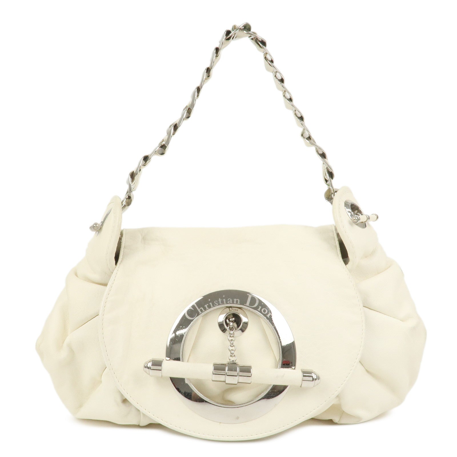 Christian Dior Jazz Club Logo Leather Hand Bag Chain Shoulder Bag