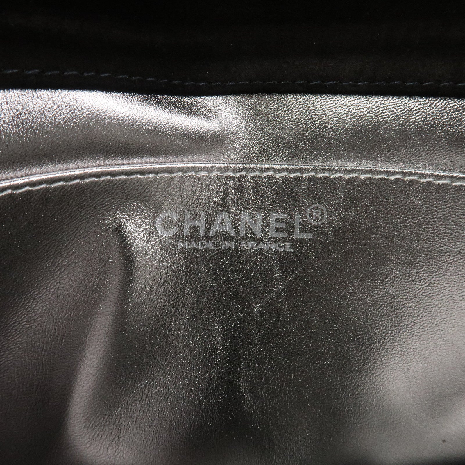 CHANEL Chocolate Bar Suede Shoulder Bag Crossbody Bag Black
