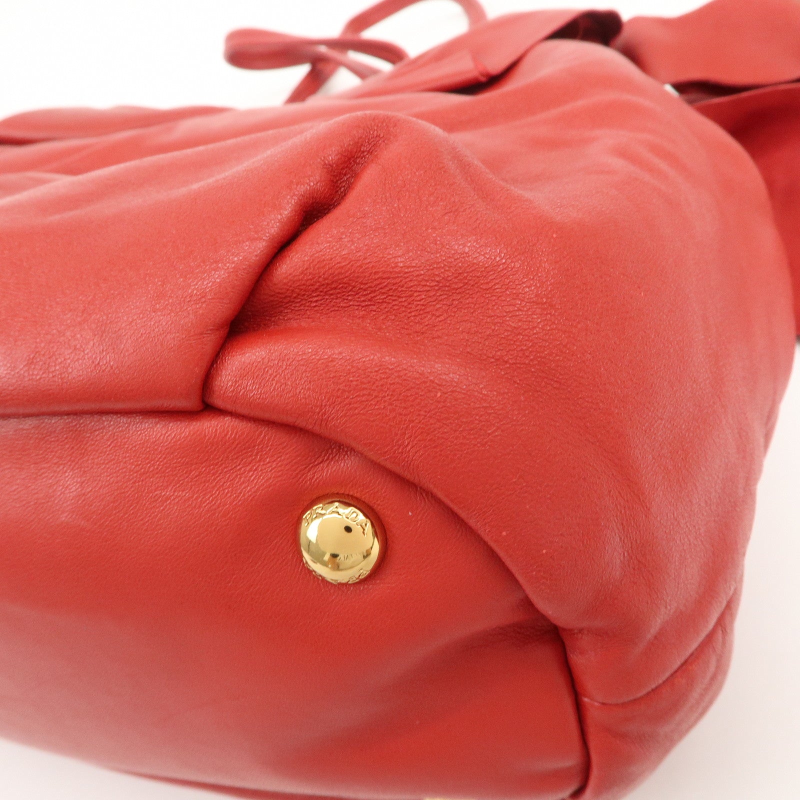 PRADA Logo Leather 2Way Bag Hand Bag Shoulder Bag Red BR4205