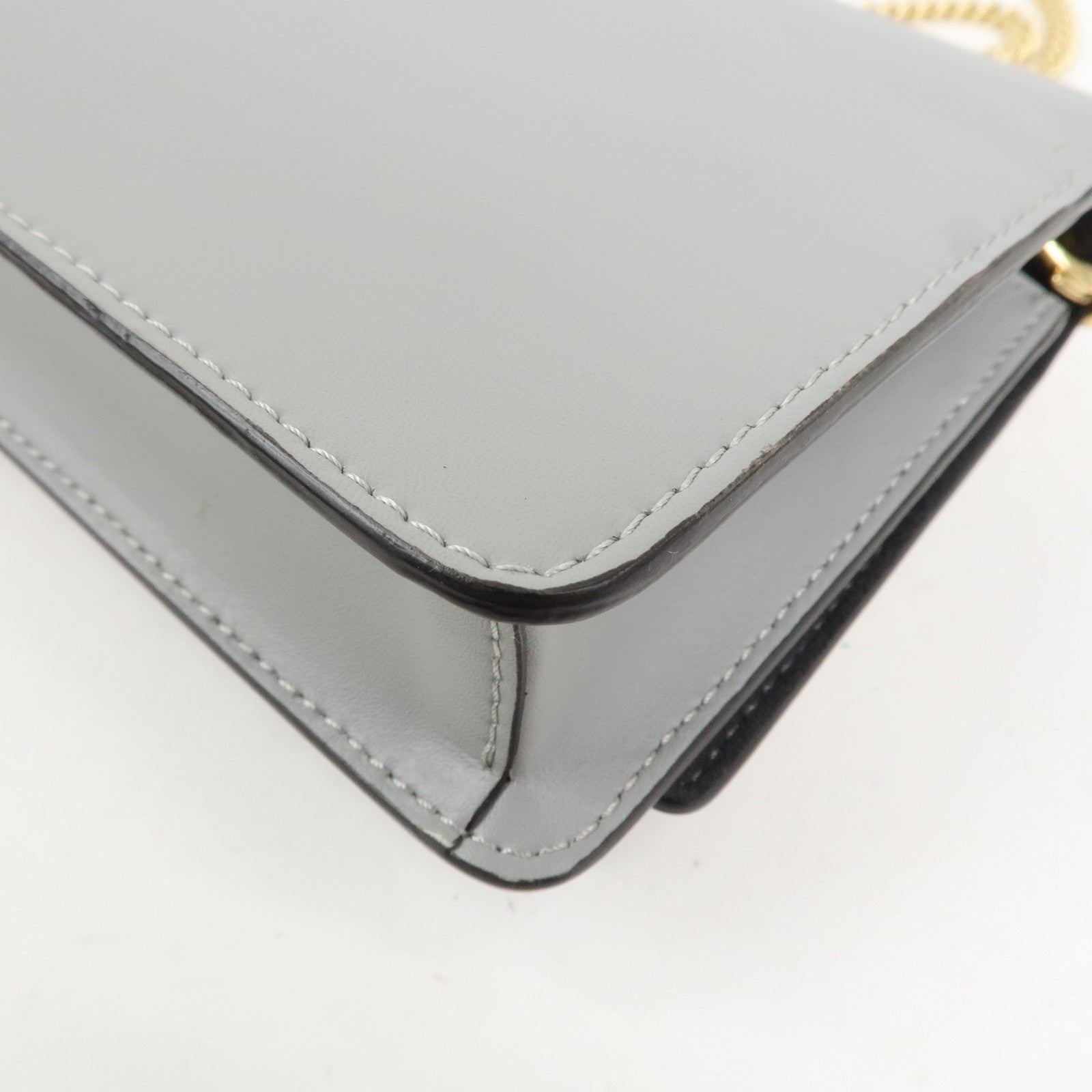 FENDI Leather Studs Shoulder Bag Hand Bag Grey 8M0346