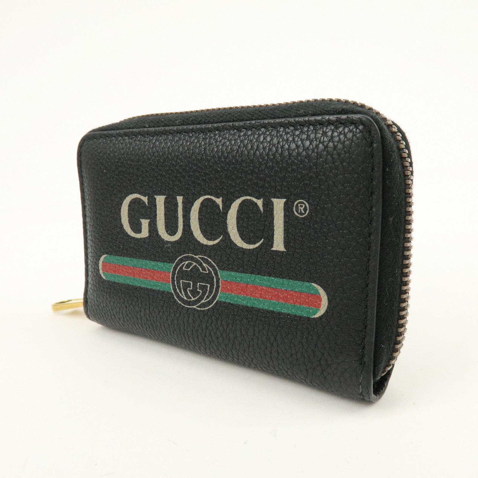 GUCCI Sherry GG Marmont Leather Zippy Card Case Black 496319