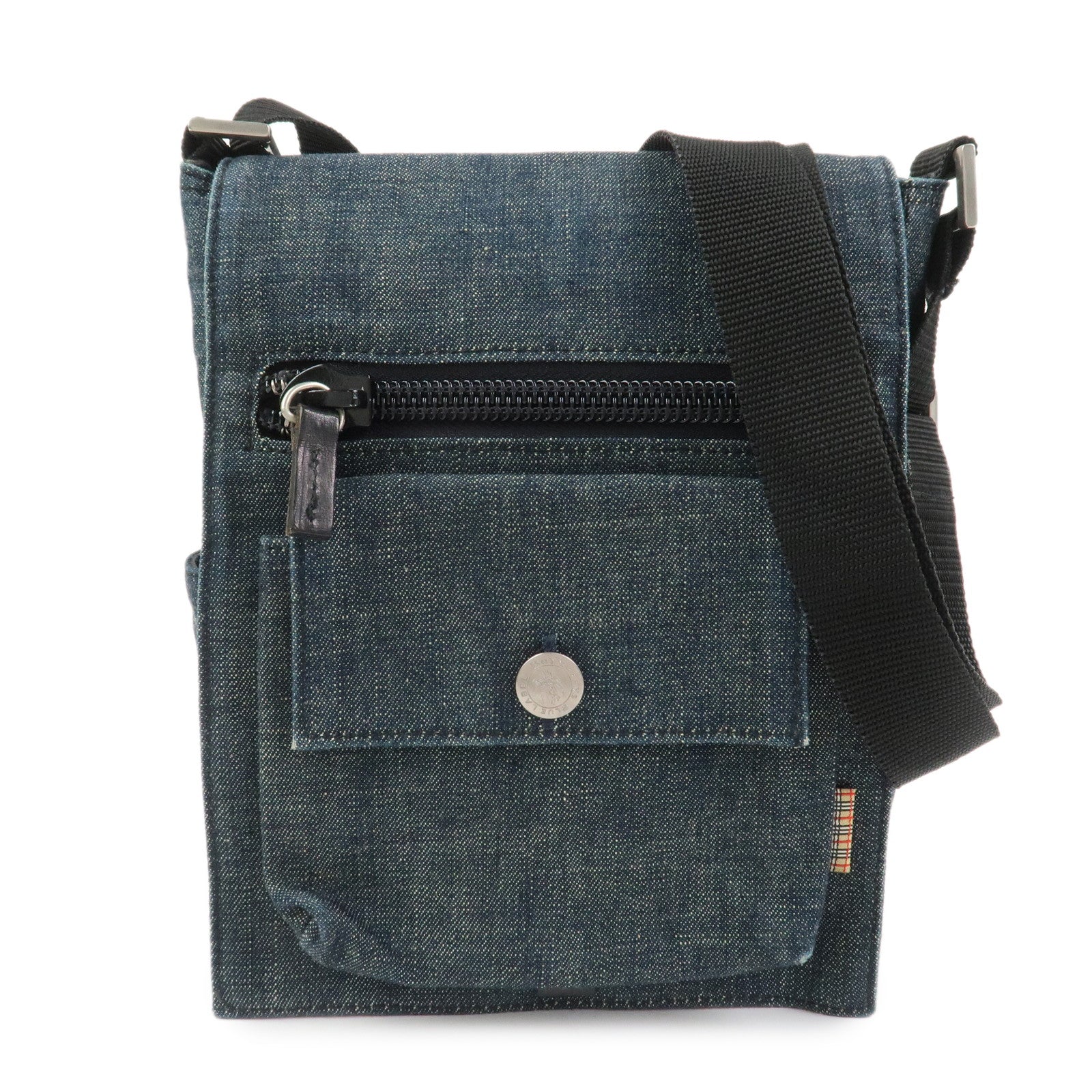 BURBERRY Blue Label Denim Shoulder Bag Crossbody Bag Navy