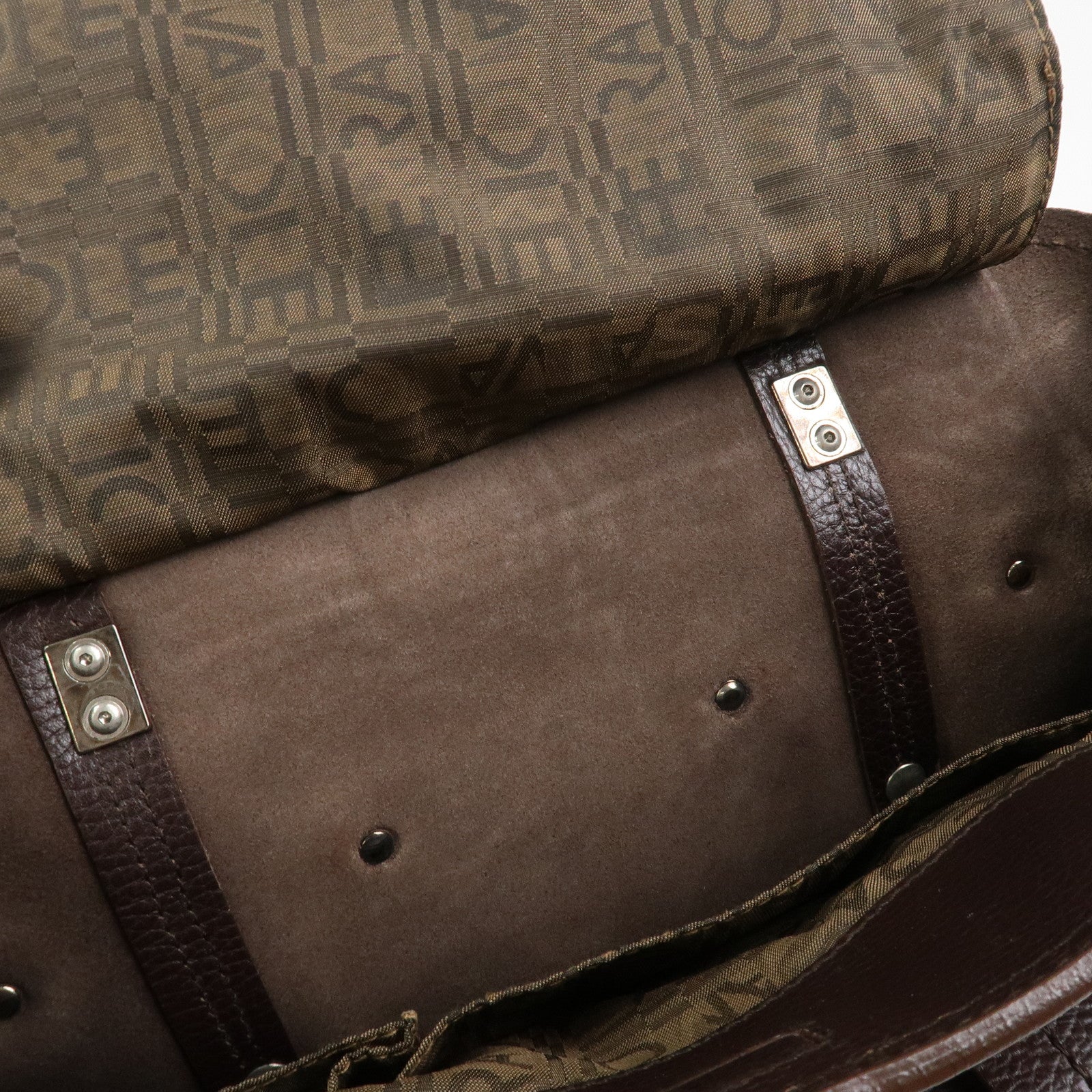 Ferragamo Logo Leather Tote Bag Shoulder Bag Brown