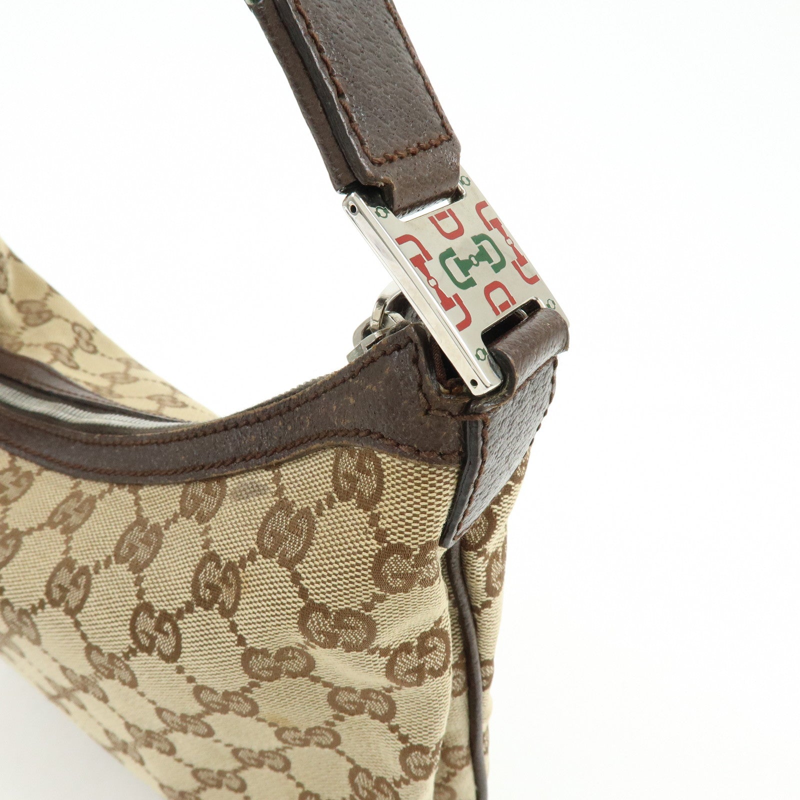 GUCCI Sherry Line GG Canvas Leather Hand Bag Beige Brown 145812