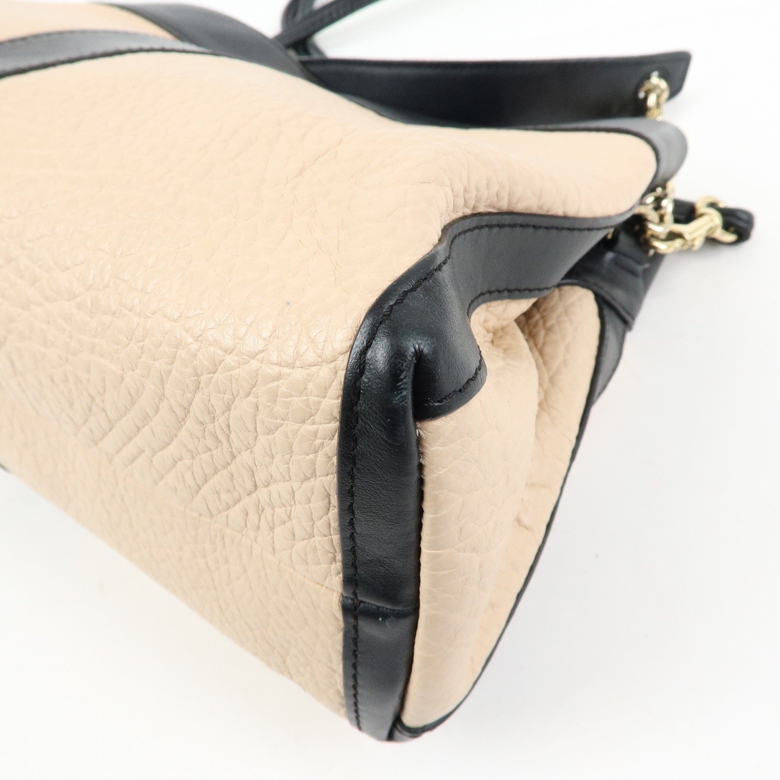 Chloe See By Chloe Leather 2Way Bag Shoulder Bag PInk Beige Black