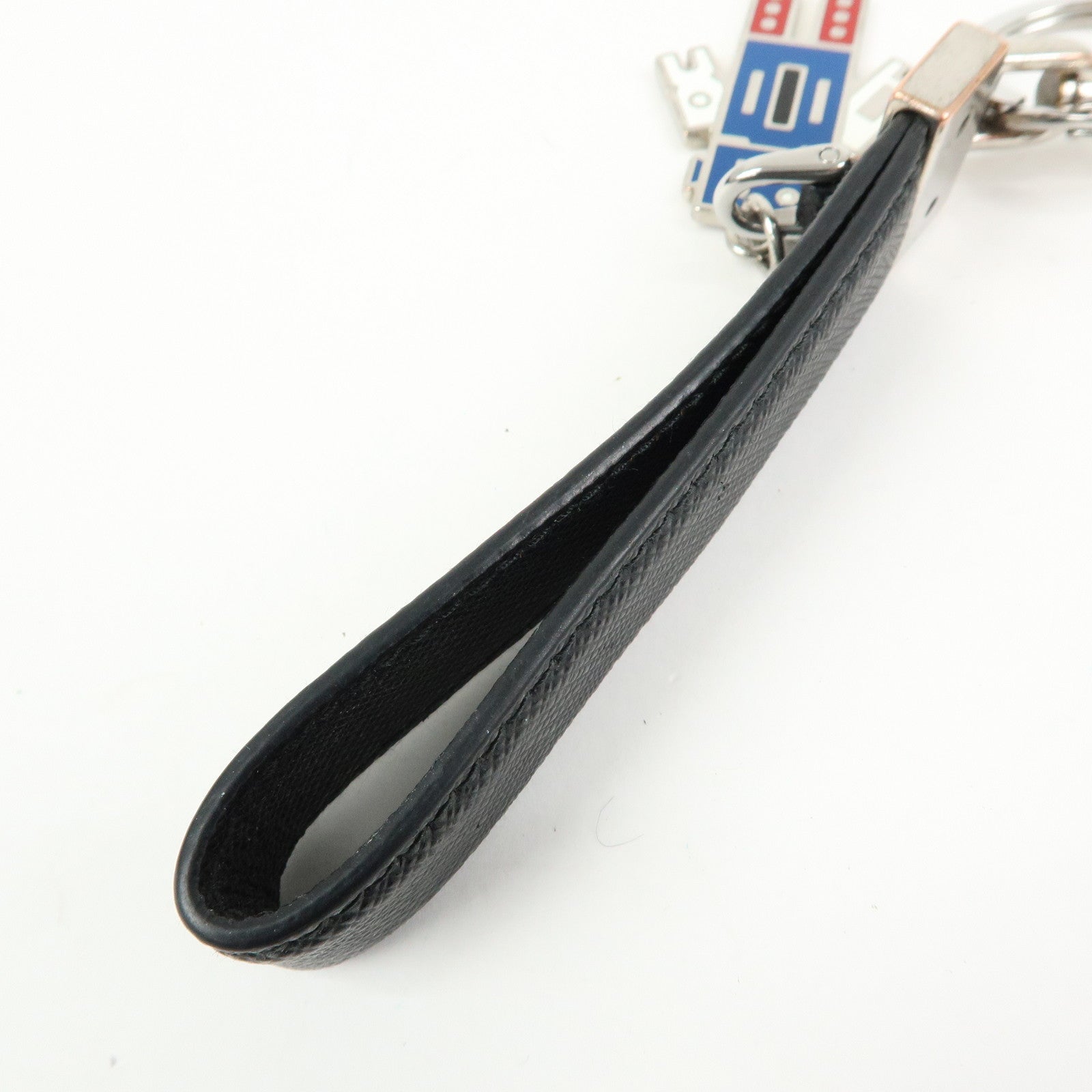 PRADA Set Of 2 Leather Metal Nylon Bag Charm Key Holder 2PP040