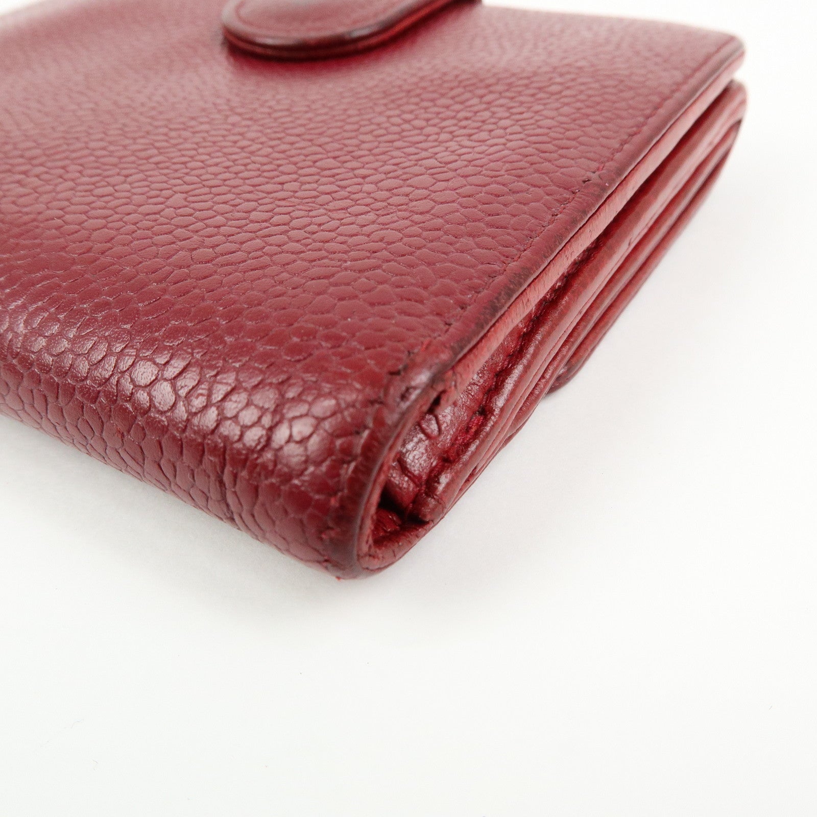 CHANEL COCO Mark Caviarskin Bi-fold Compact Wallet Bordeaux A13496