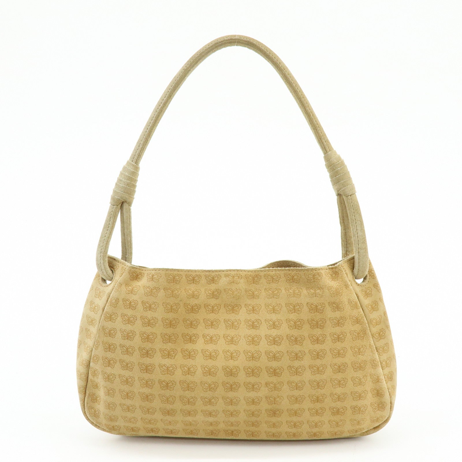 BOTTEGA VENETA Suede Butterfly Shoulder Bag Hand Bag Beige