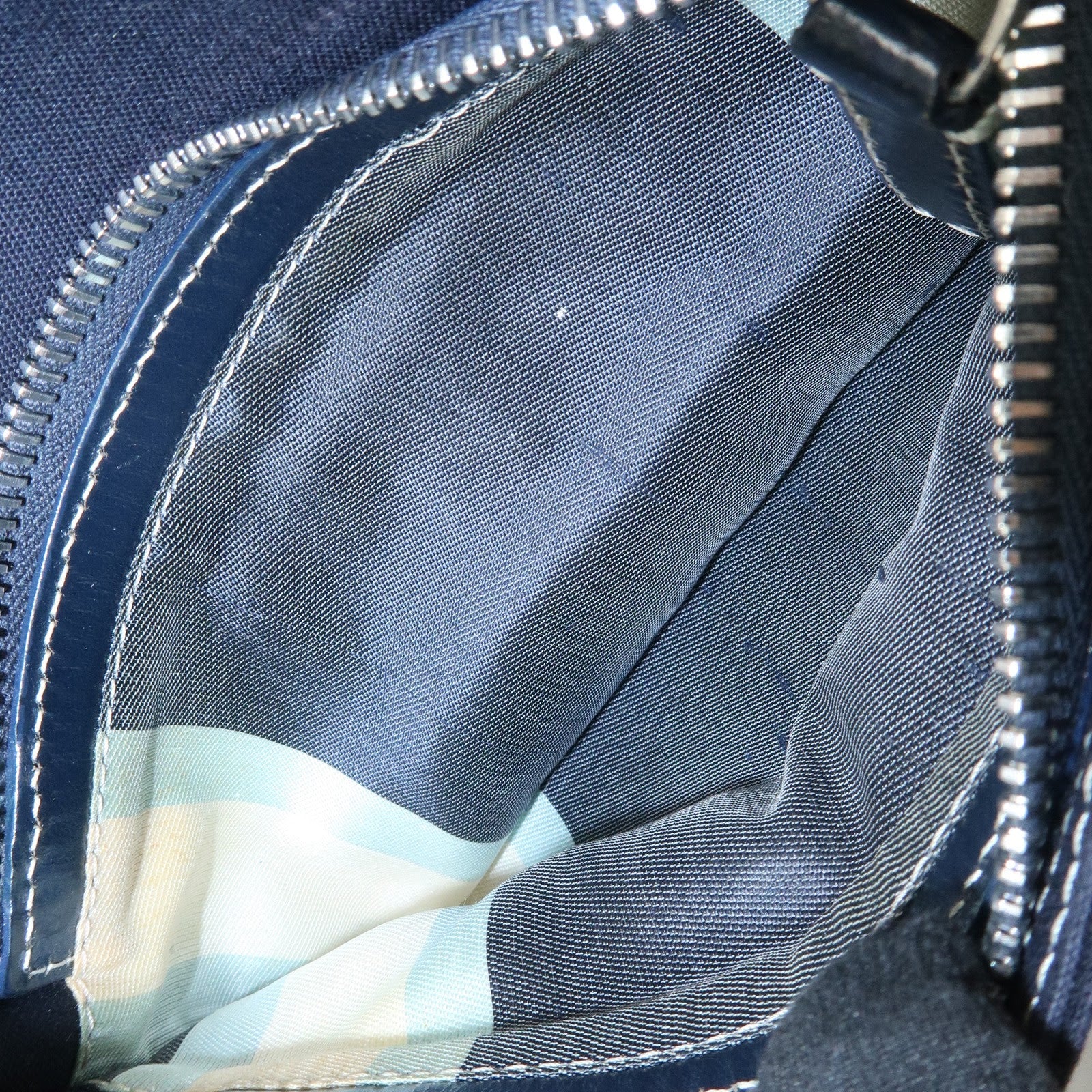 FENDI Logo Canvas Shoulder Bag Hand Bag Dark Navy