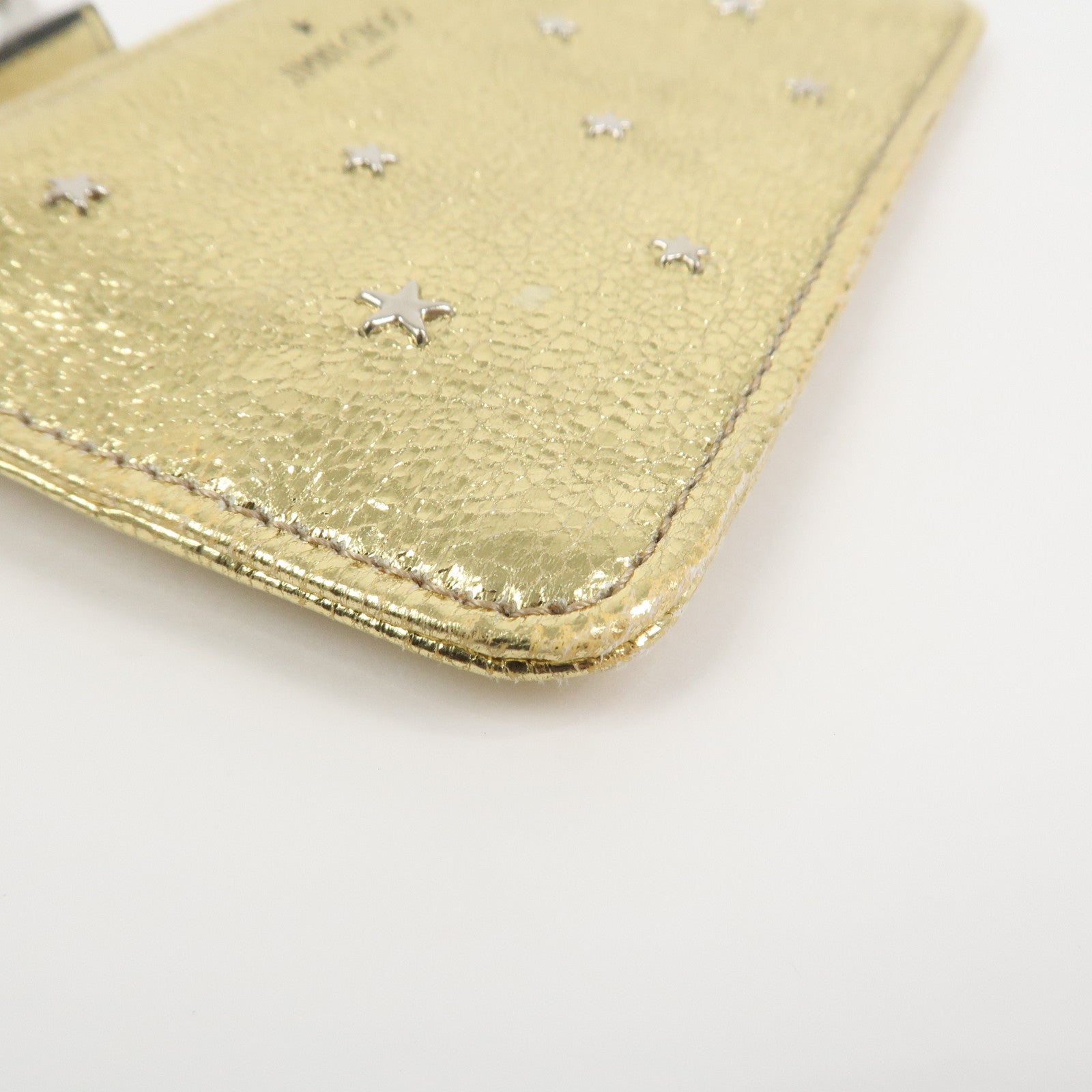 JIMMY CHOO Set of 2 Leather Long Wallet Coin Case Gray Gold