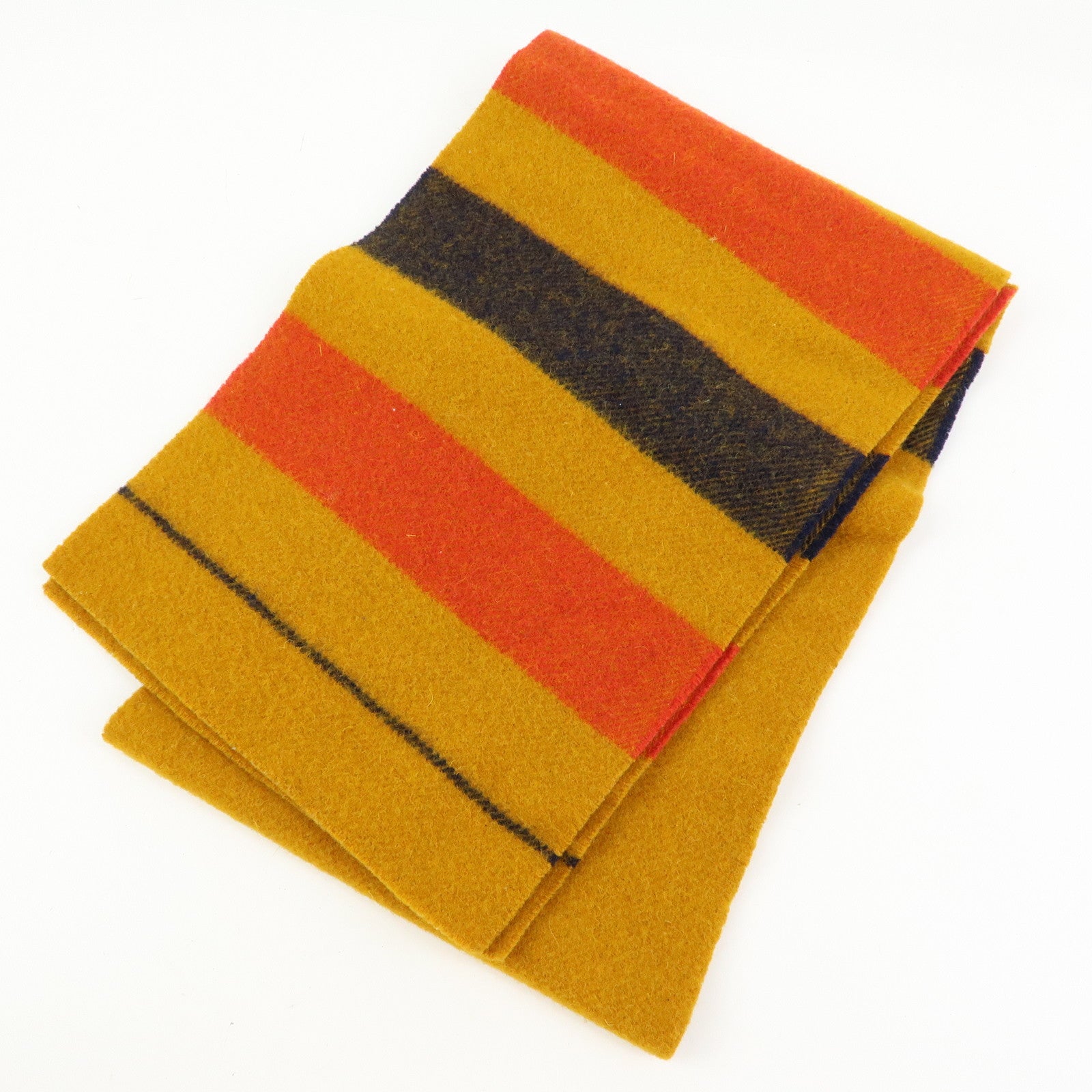 HERMES Rocabar Wool 100％ Scarf Stole Mustard Black Red