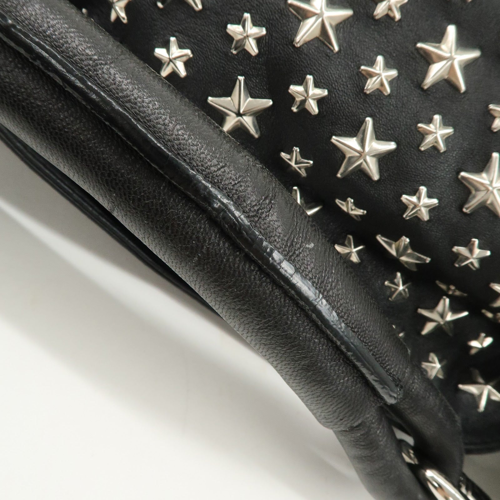 JIMMY CHOO Sky Bag Studs Leather Shoulder Bag Black