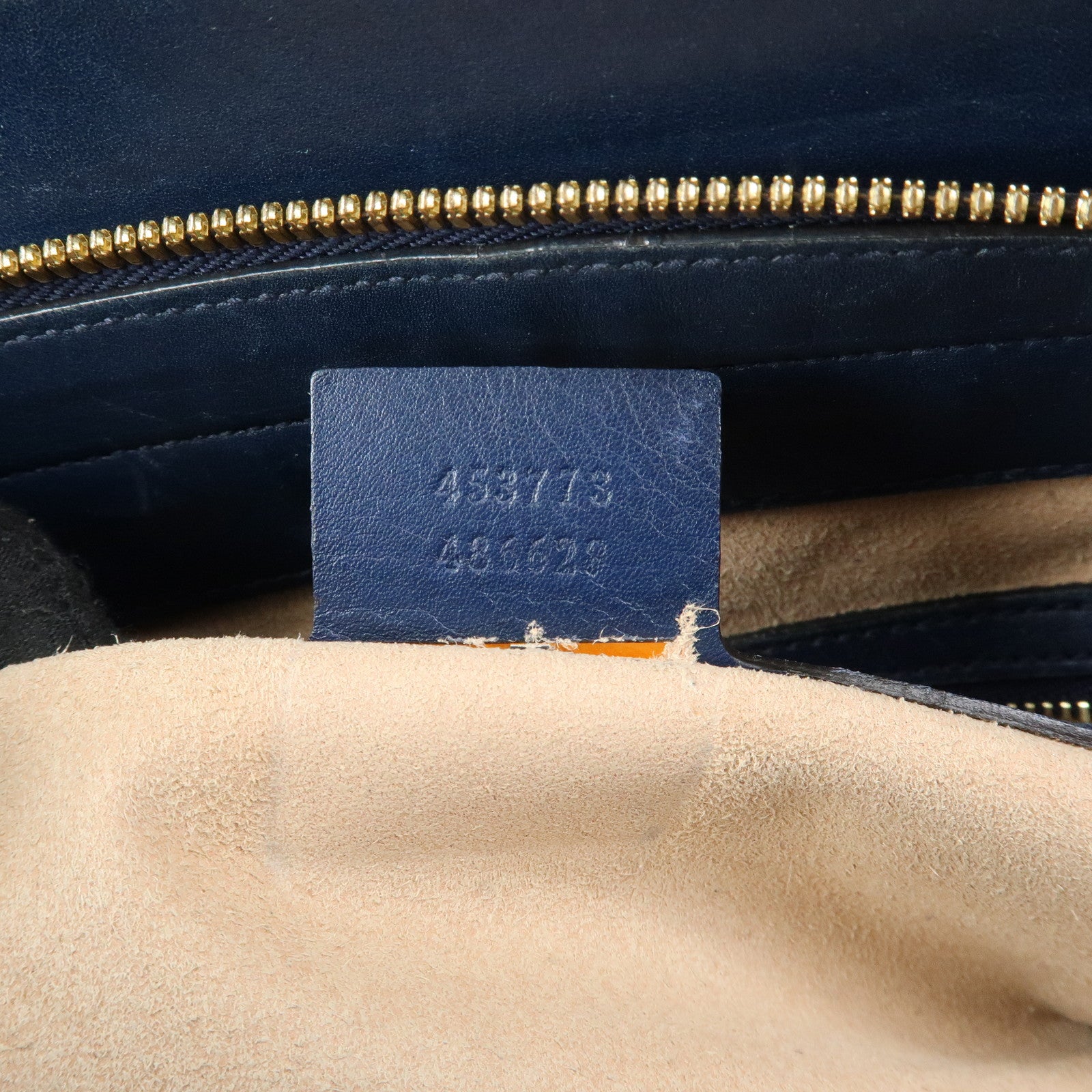 GUCCI Guccissima Leather Chain Tote Bag Shoulder Bag Navy 453773