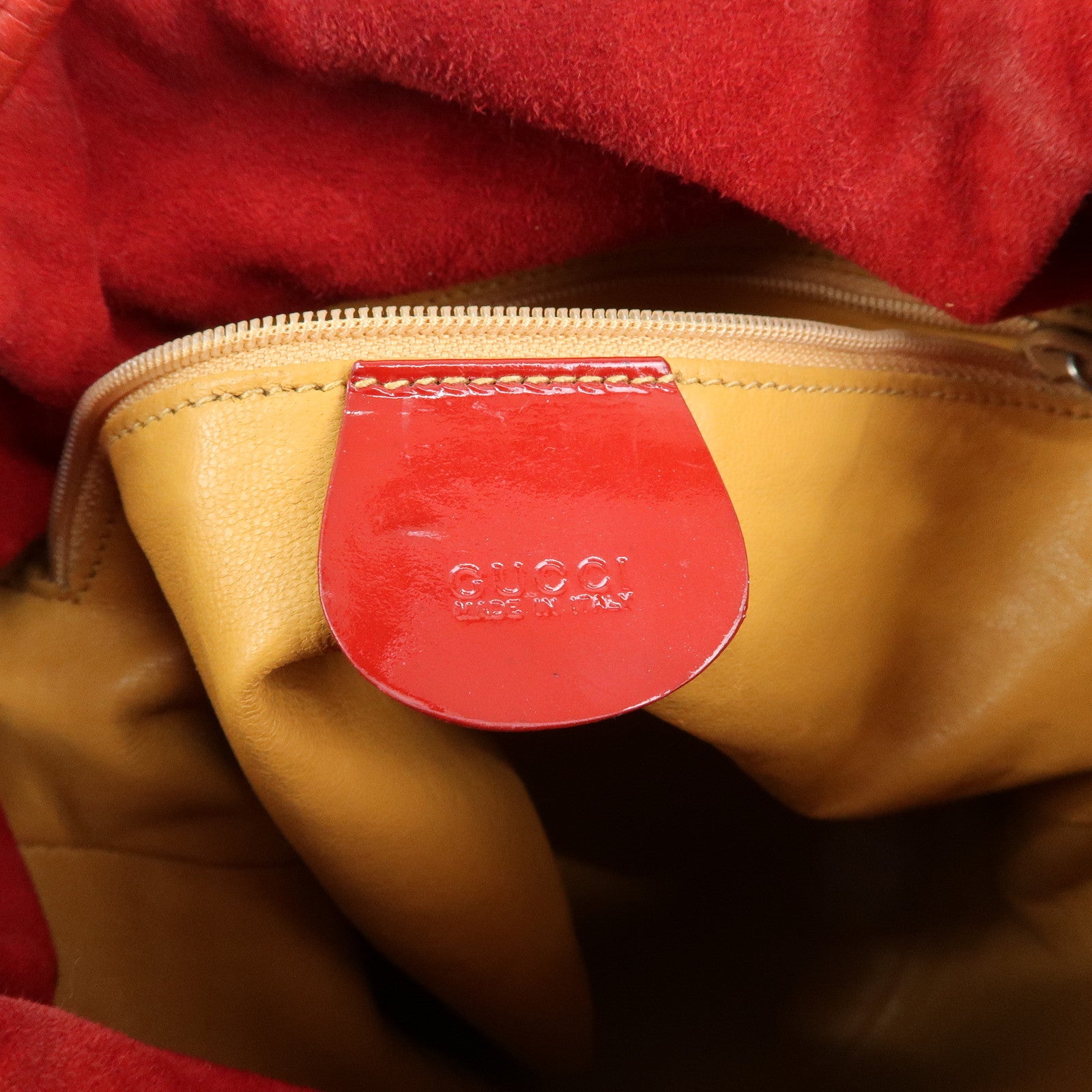 GUCCI Bamboo Patent Leather 2Way Bag Bucket Bag Red 001・01・1722