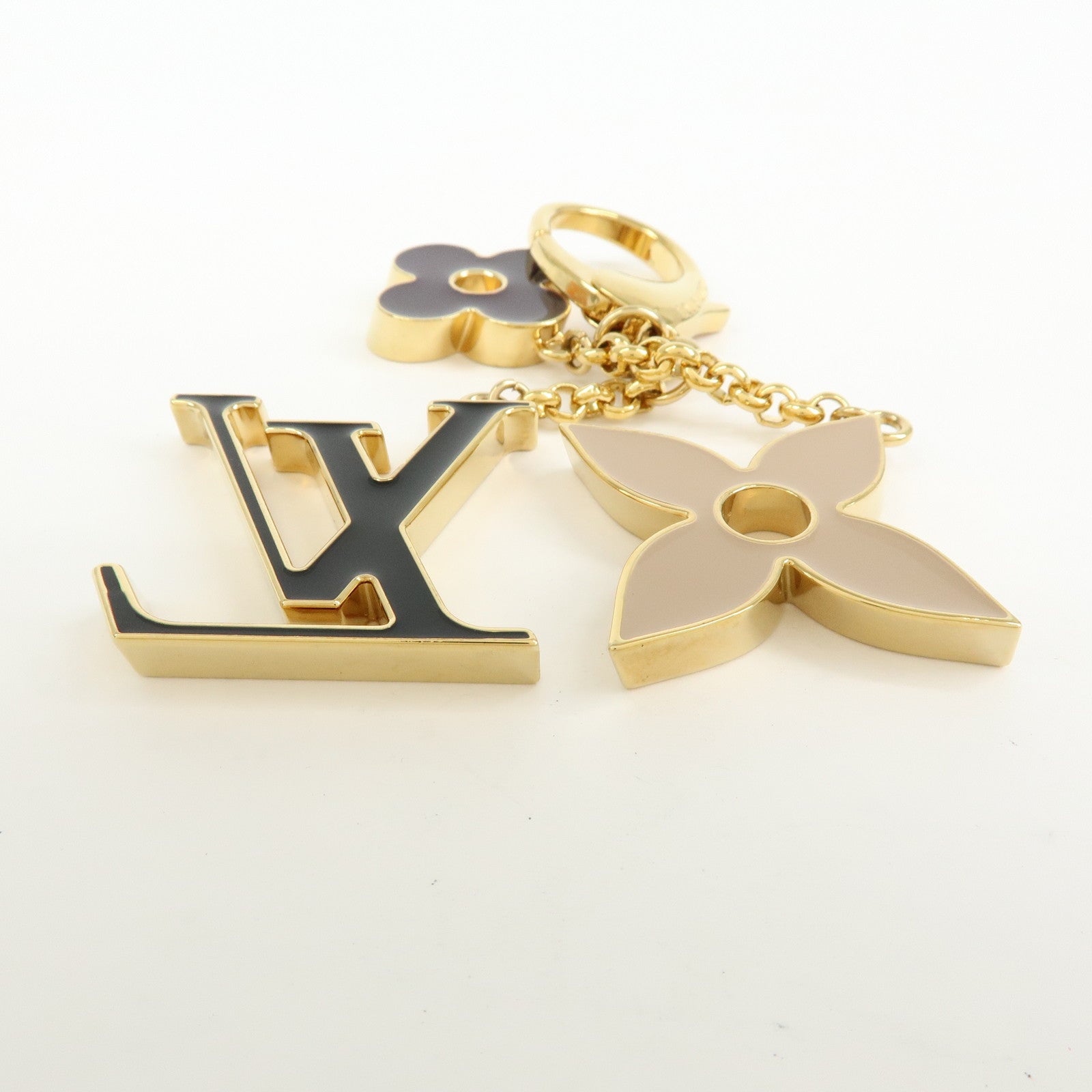 Louis Vuitton Fleur de Monogram Key Chain Bag Charm Gold M67119