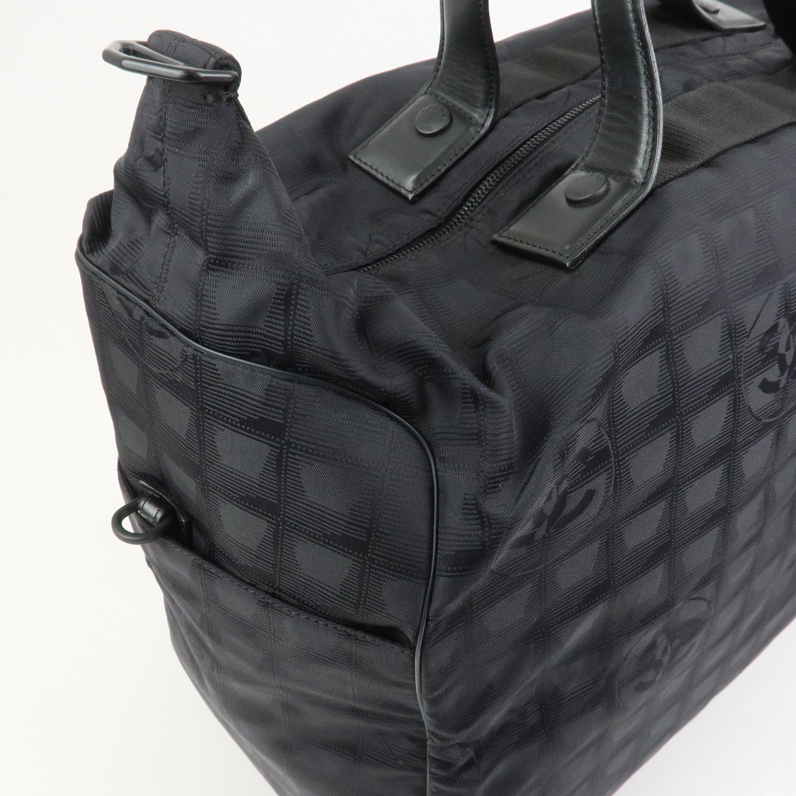 CHANEL New Travel Line Nylon Jacquard 2Way Boston Shoulder Bag