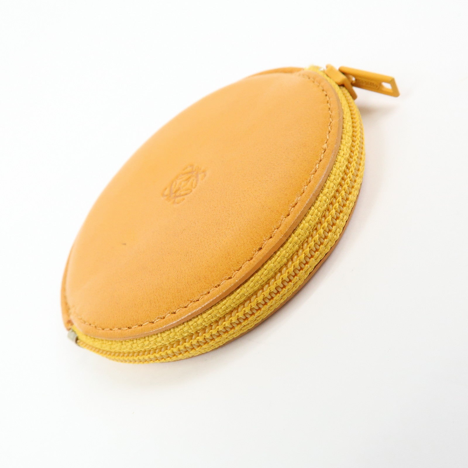 LOEWE Anagram Set of 2 Leather Suede Coin Case Brown Orange