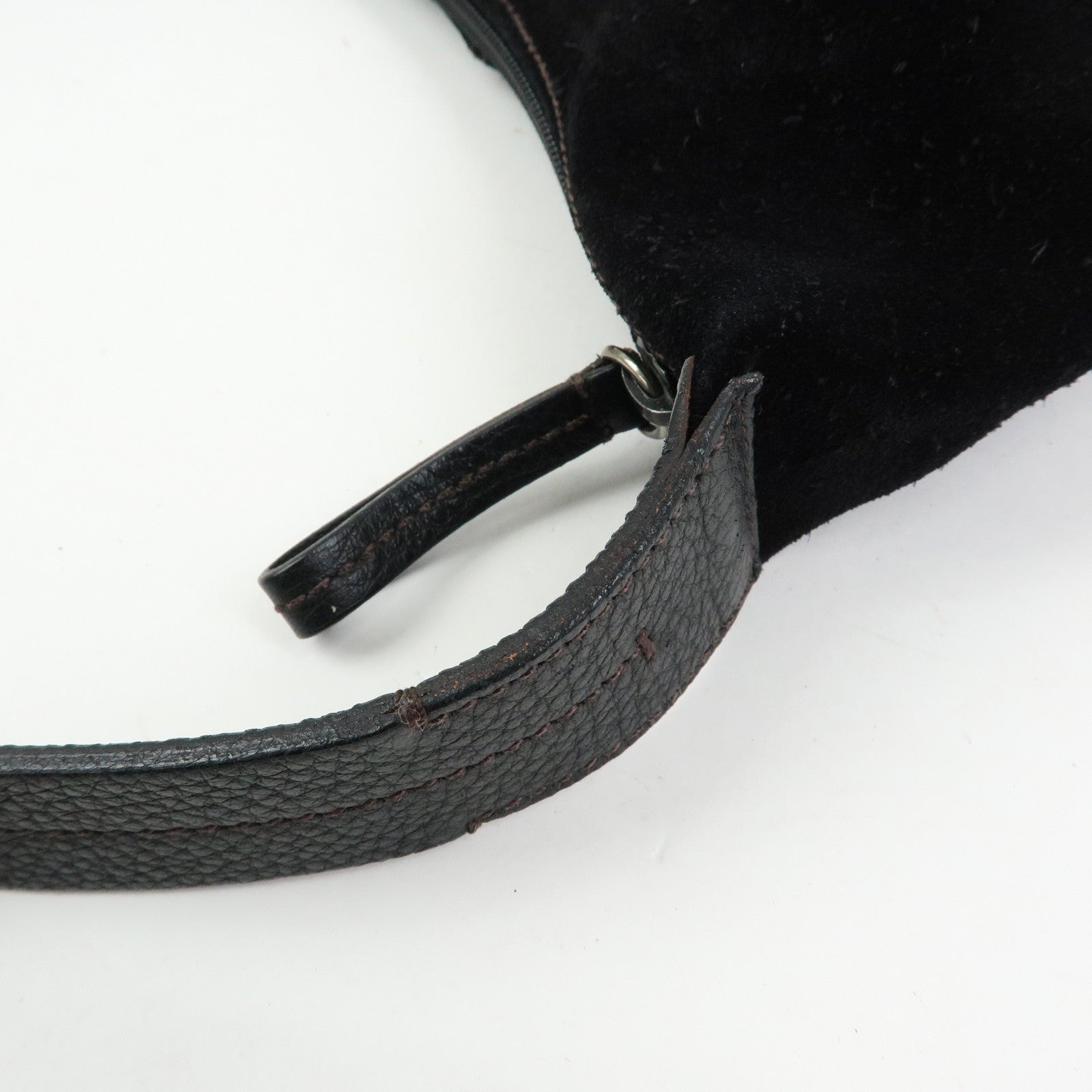 MIU MIU Suede Leather Shoulder Bag Crossbody Bag Black
