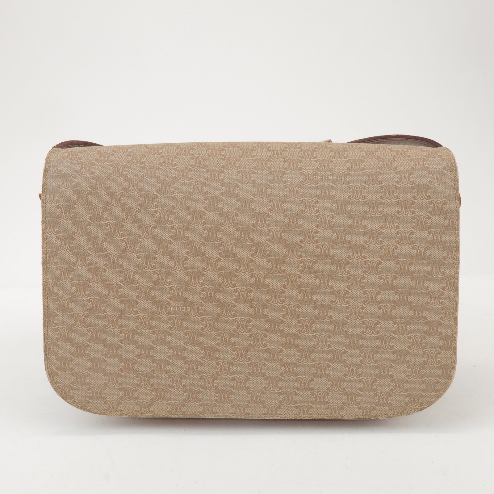 CELINE Macadam PVC Leather Shoulder Bag Beige Brown