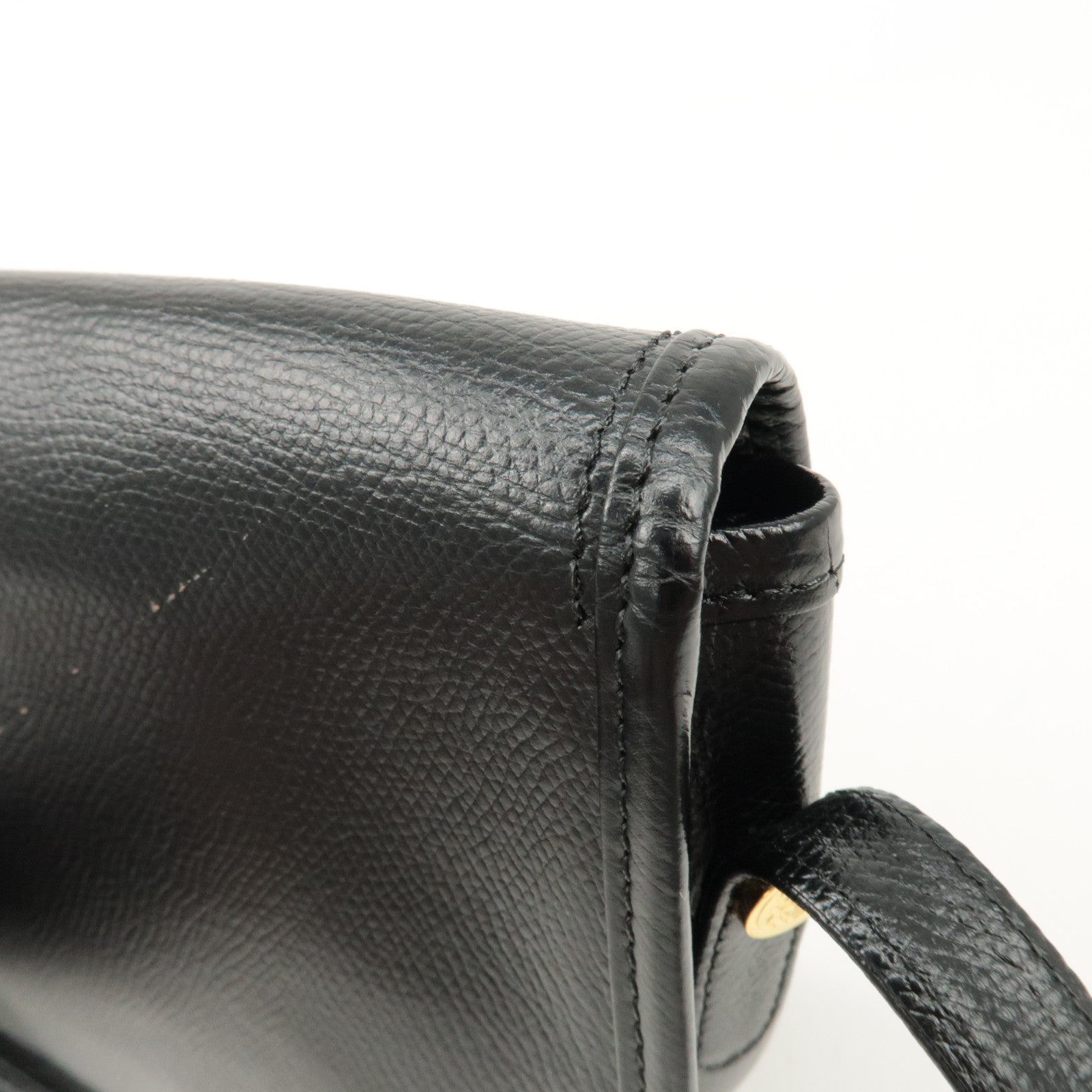 LOEWE Anagram Leather Shoulder bag Black Gold Hardware Used