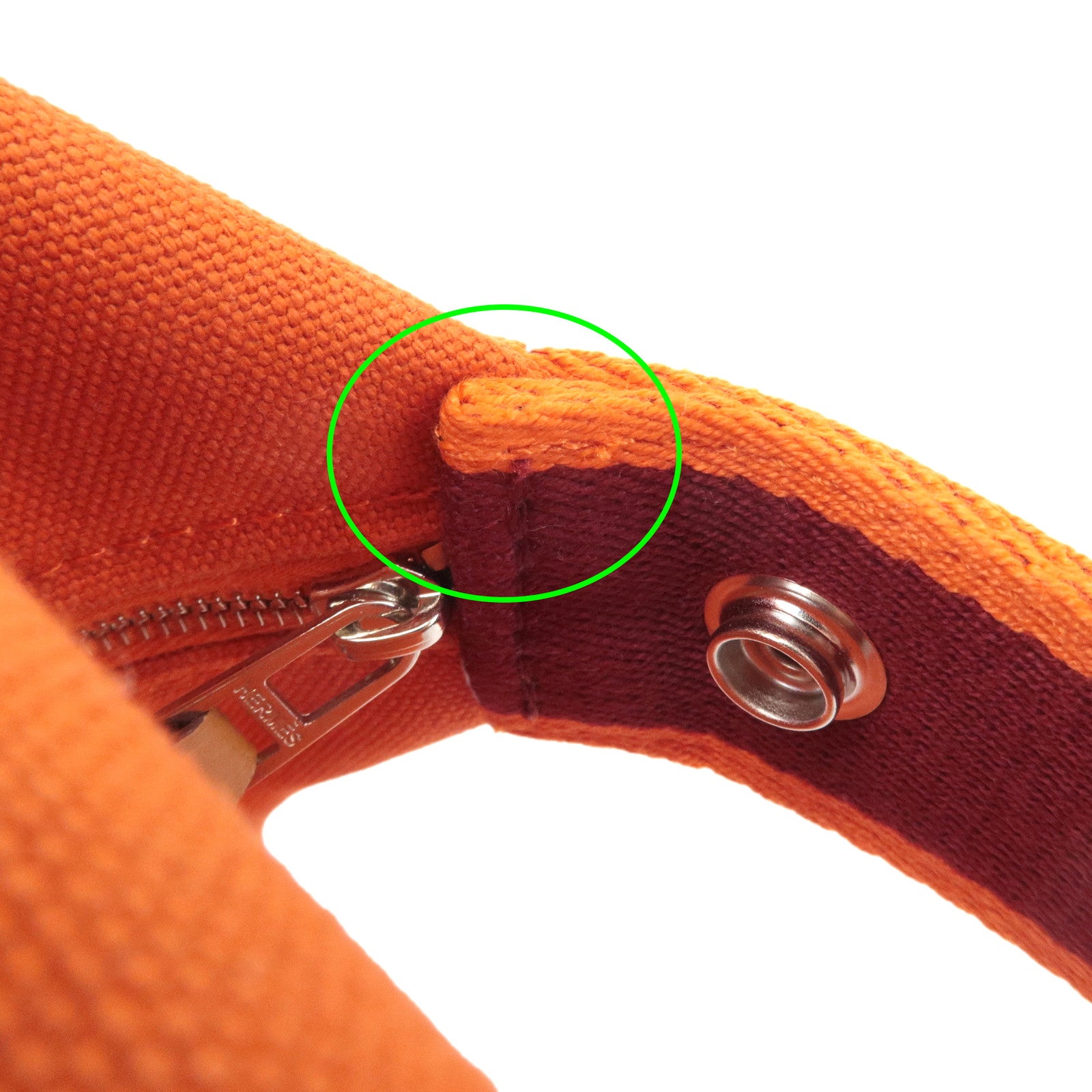 HERMES Canvas Bride A Brac PM Hand Bag Orange Silver HDW Used