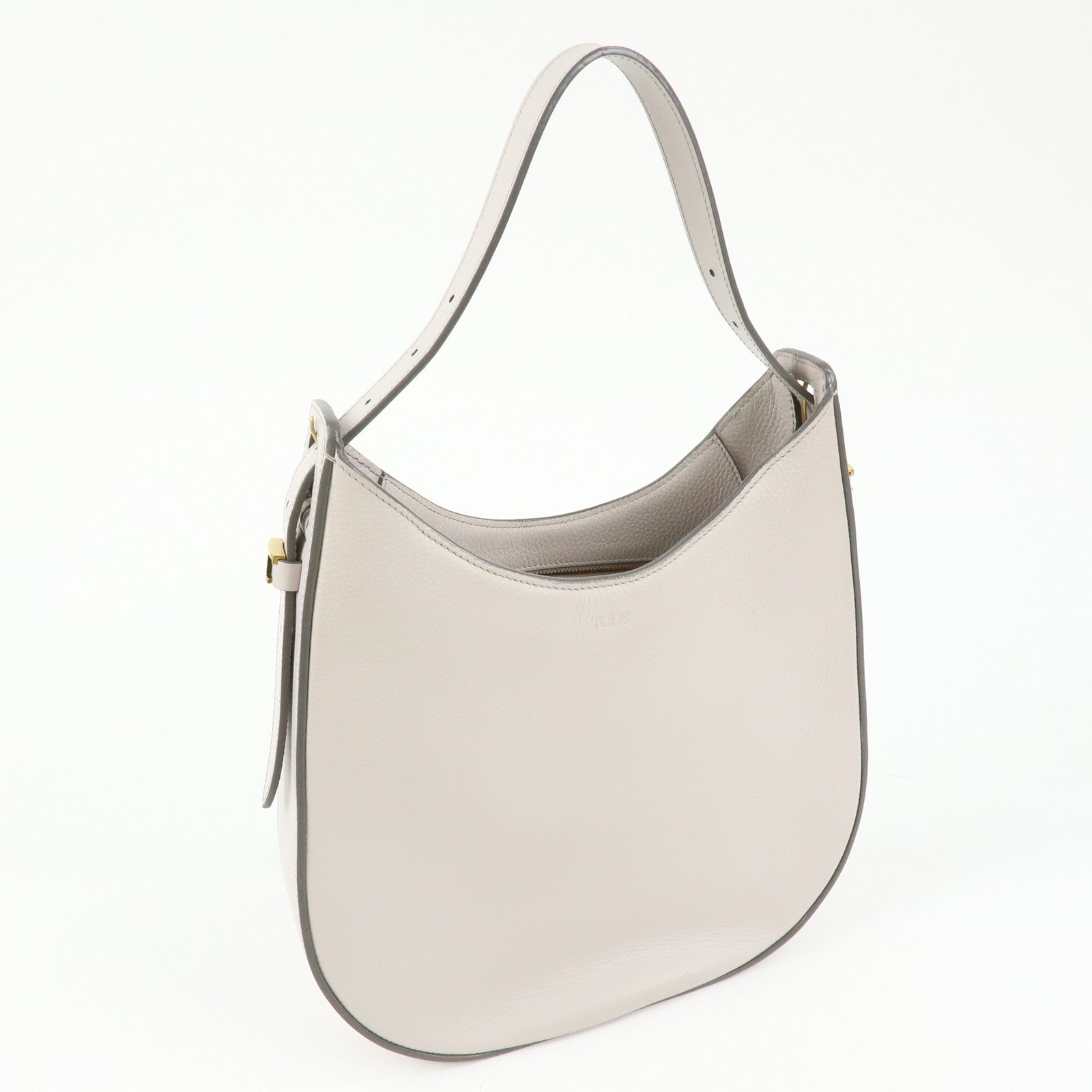 TOD'S OBOE Medium Leather Shoulder Bag Hand Bag Gray