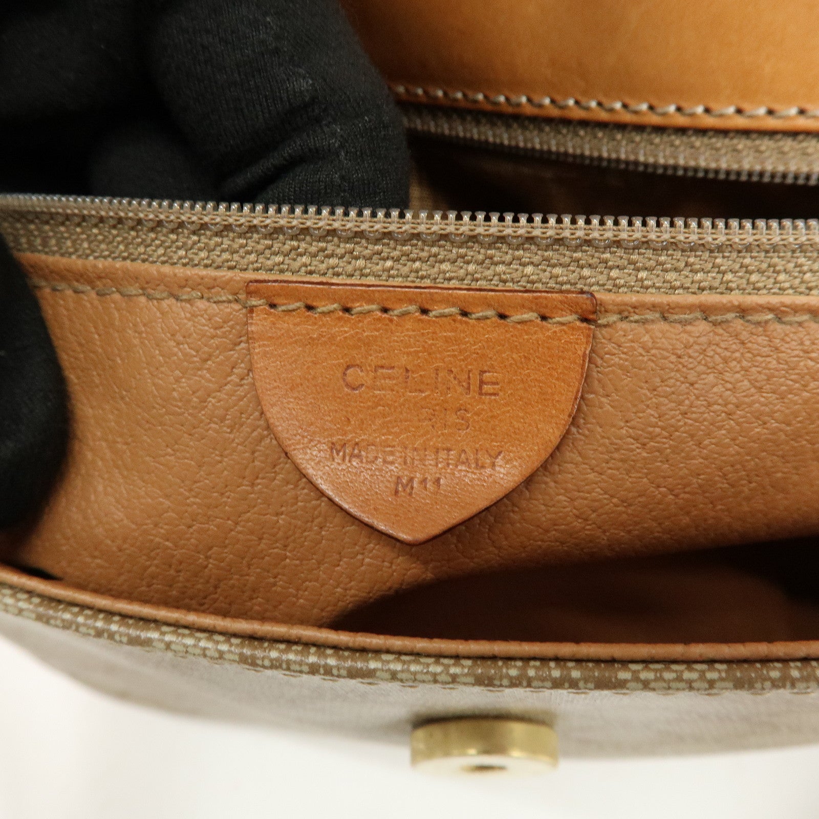 CELINE Macadam PVC Leather Shoulder Bag Crossbody Bag Beige