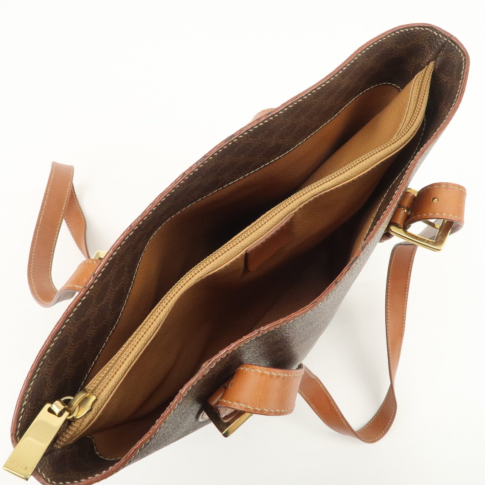 CELINE Macadam PVC Leather Tote Bag Shoulder Bag Brown