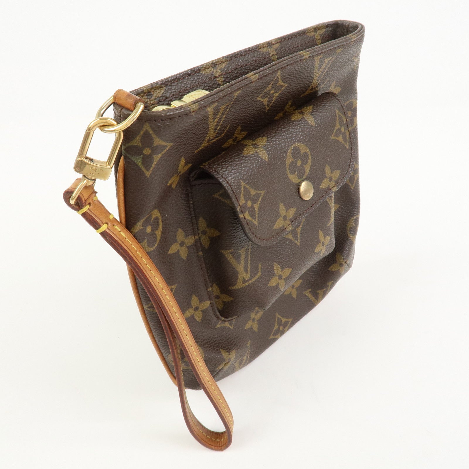 Louis Vuitton Monogram Partition Pouch Wristlet Bag Brown M51901
