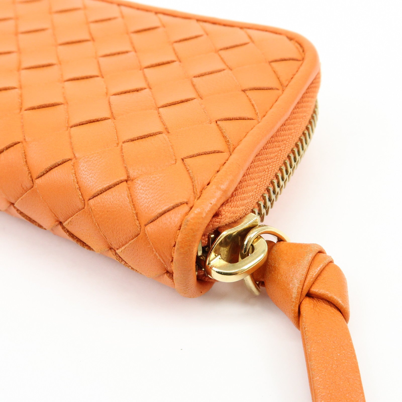 BOTTEGA VENETA Intrecciato Lamb Skin Coin Case Orange 114075