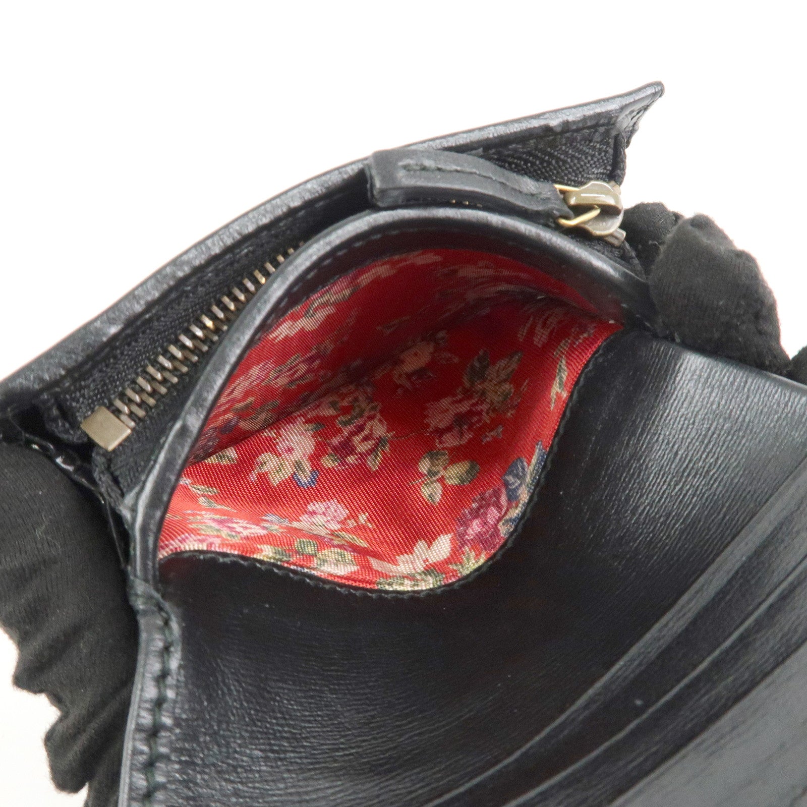 GUCCI Sherry GG Marmont Leather Bi-Fold Wallet Black 536453 Used