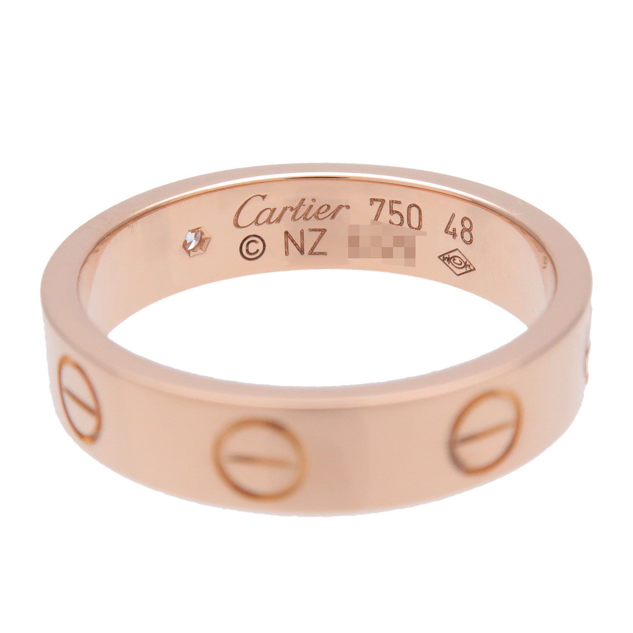 Cartier Mini Love Ring 1P Diamond #48 K18 750PG Rose Gold US4.5