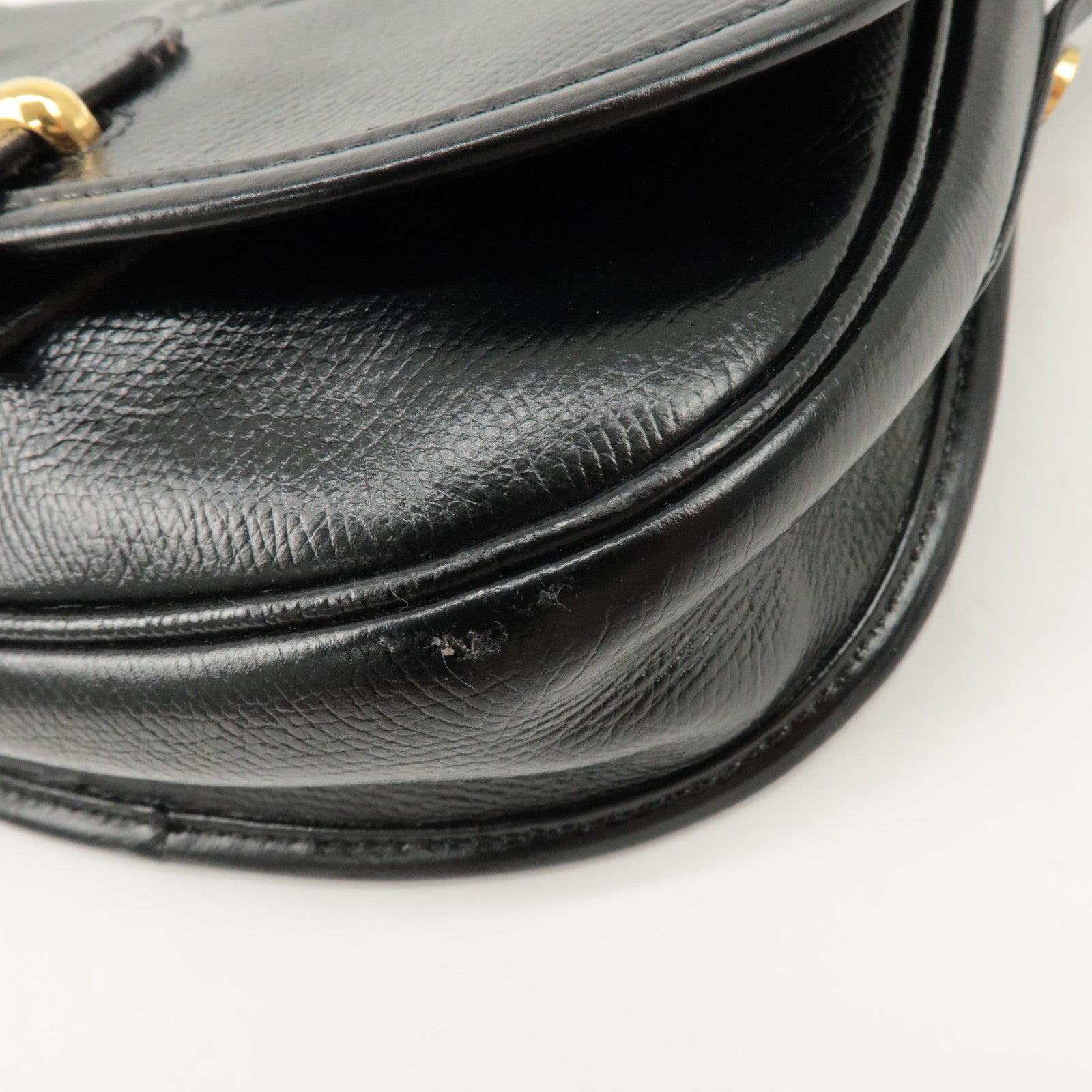 LOEWE Anagram Leather Shoulder bag Black Gold Hardware Used