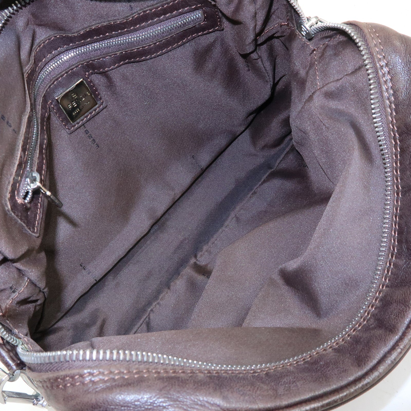 FENDI Leather 2Way Bag Hand Bag Shoulder Bag Brown