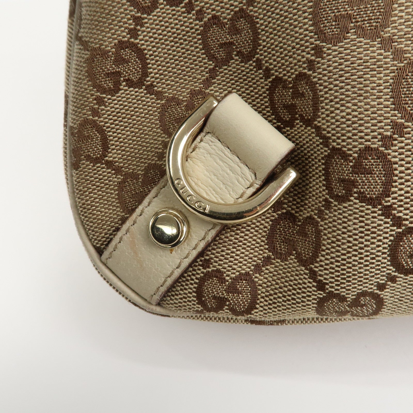 GUCCI Abbey GG Canvas Leather Shoulder Bag Beige Ivory 130738 Used