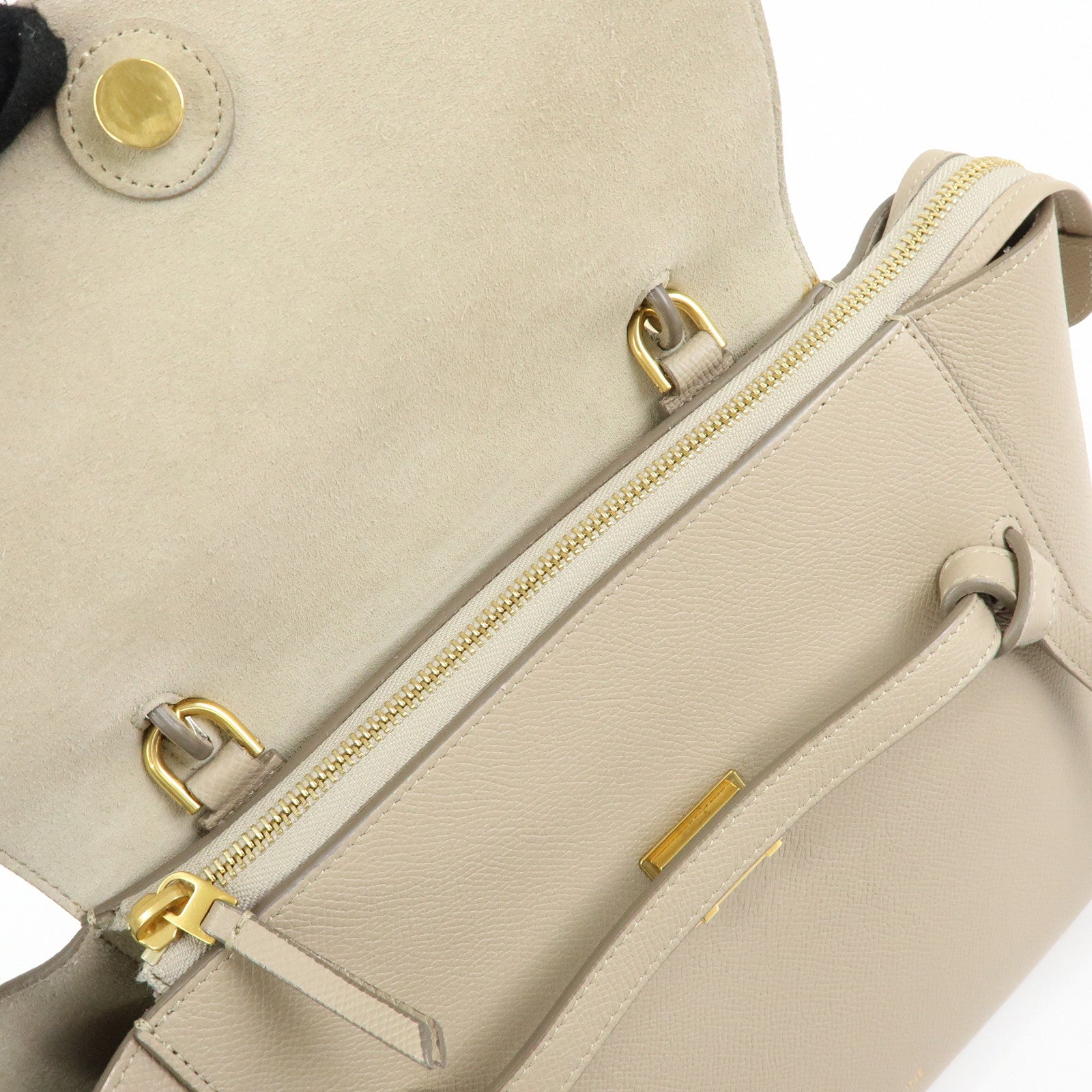 CELINE Belt Bag Leather 2Way Bag Hand Bag Shoulder Bag Beige