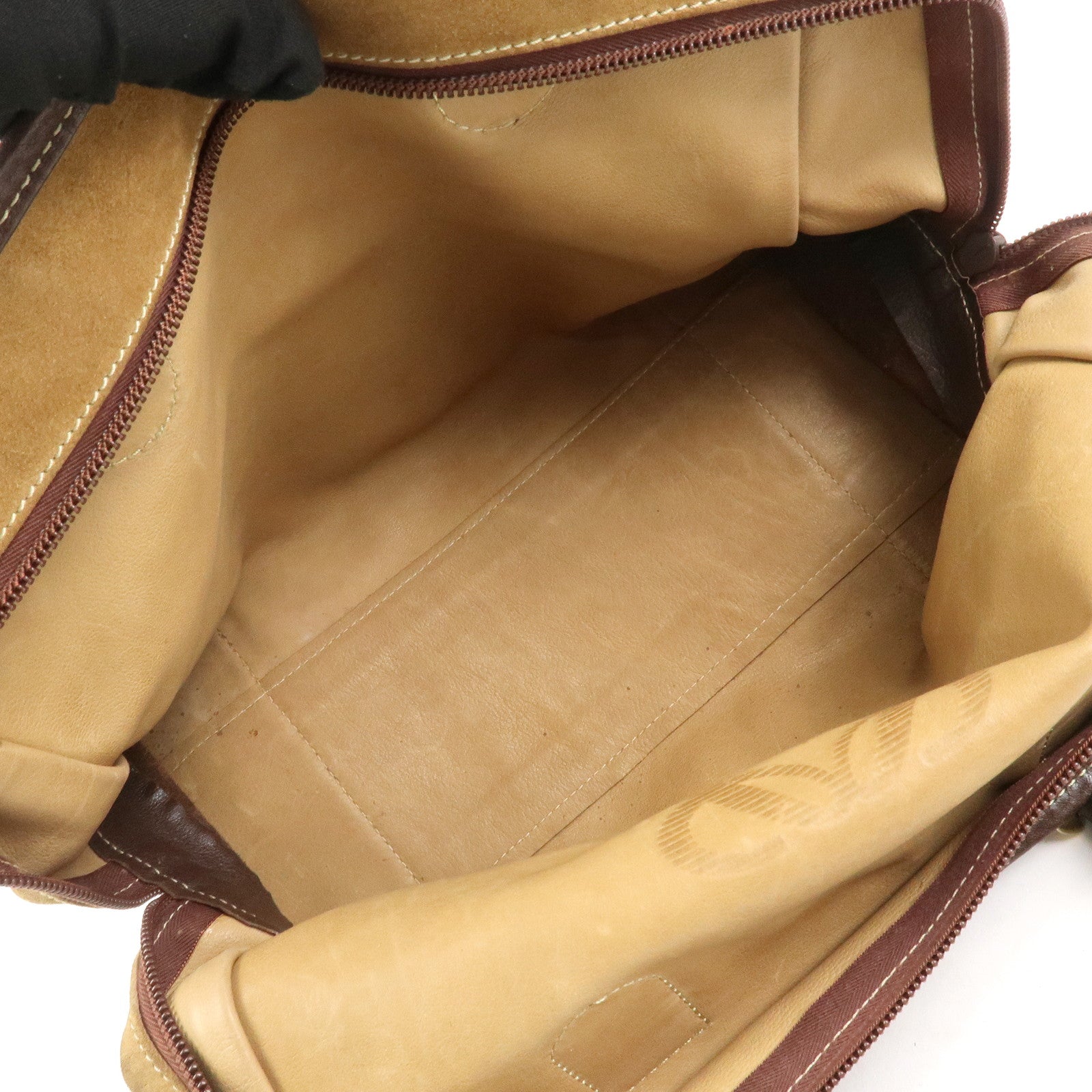 LOEWE Anagram Logo Amazona 32 Suede Hand Bag Boston Bag Camel