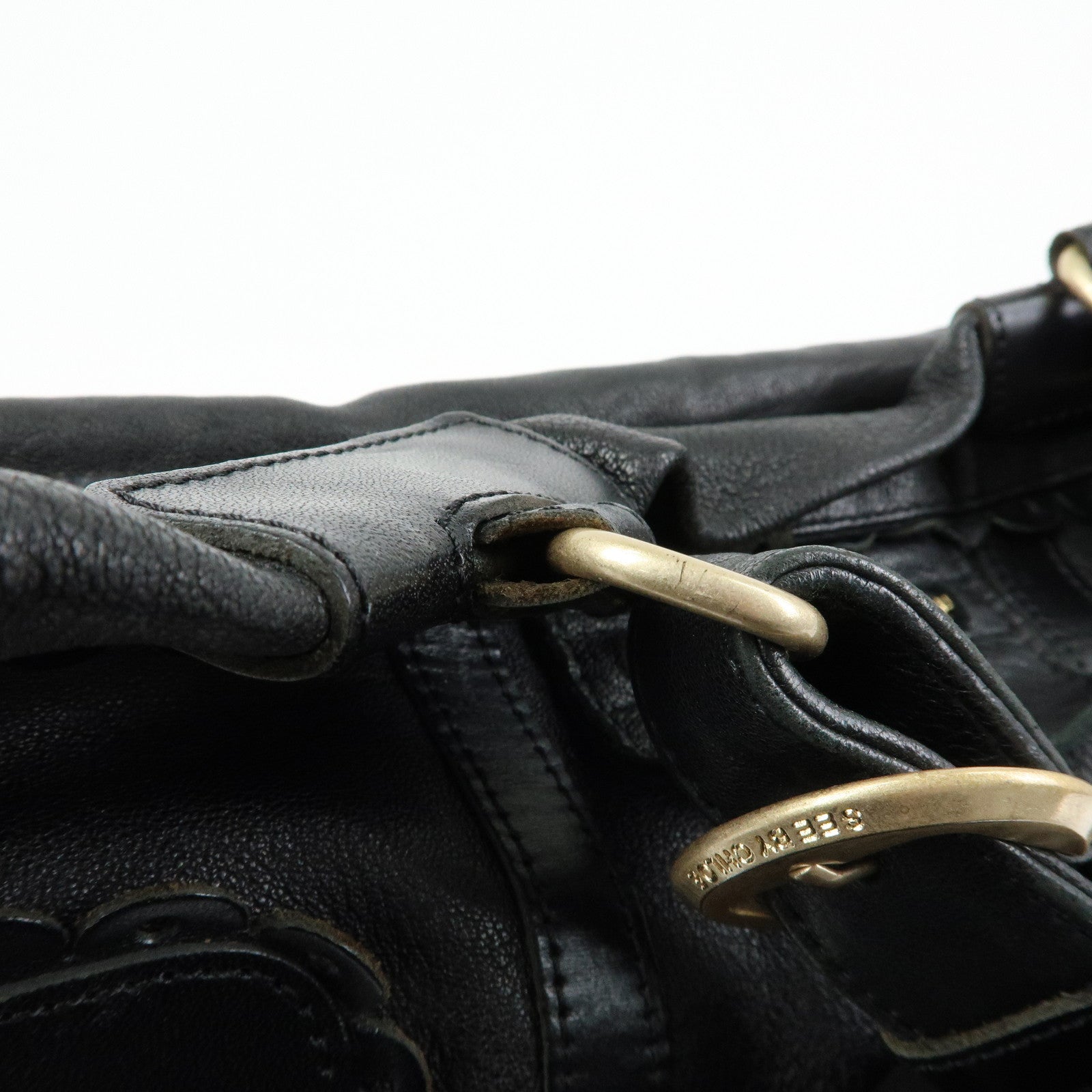Chloe See by Chloe Leather Tote Bag Hand Bag Shoulder Bag Black