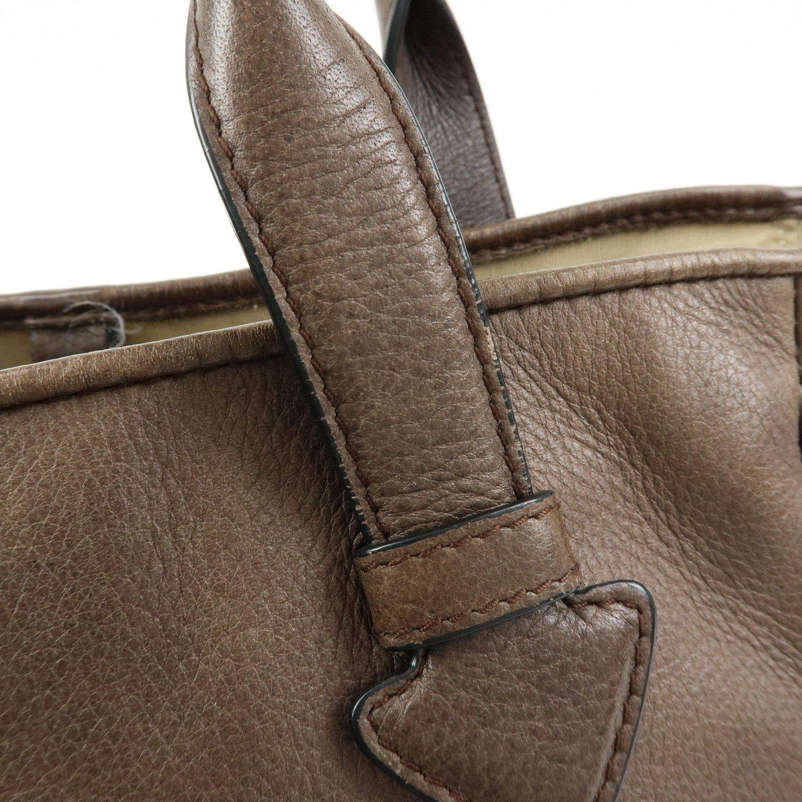 LOEWE MADRID1846 Leather Tote Bag Hand Bag Brown